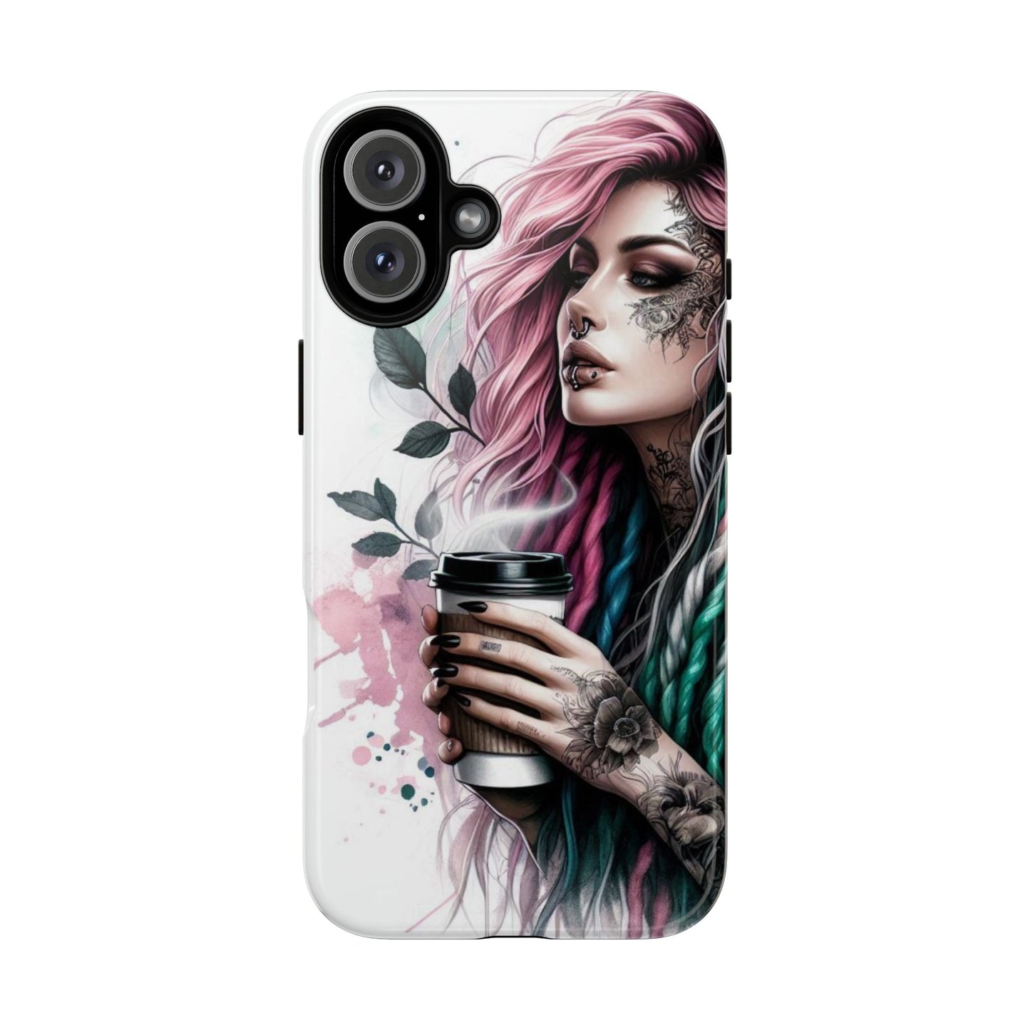 Boho Rebel – Vibrant Dreadlocks & Tattooed Coffee Lover Mobile Cover