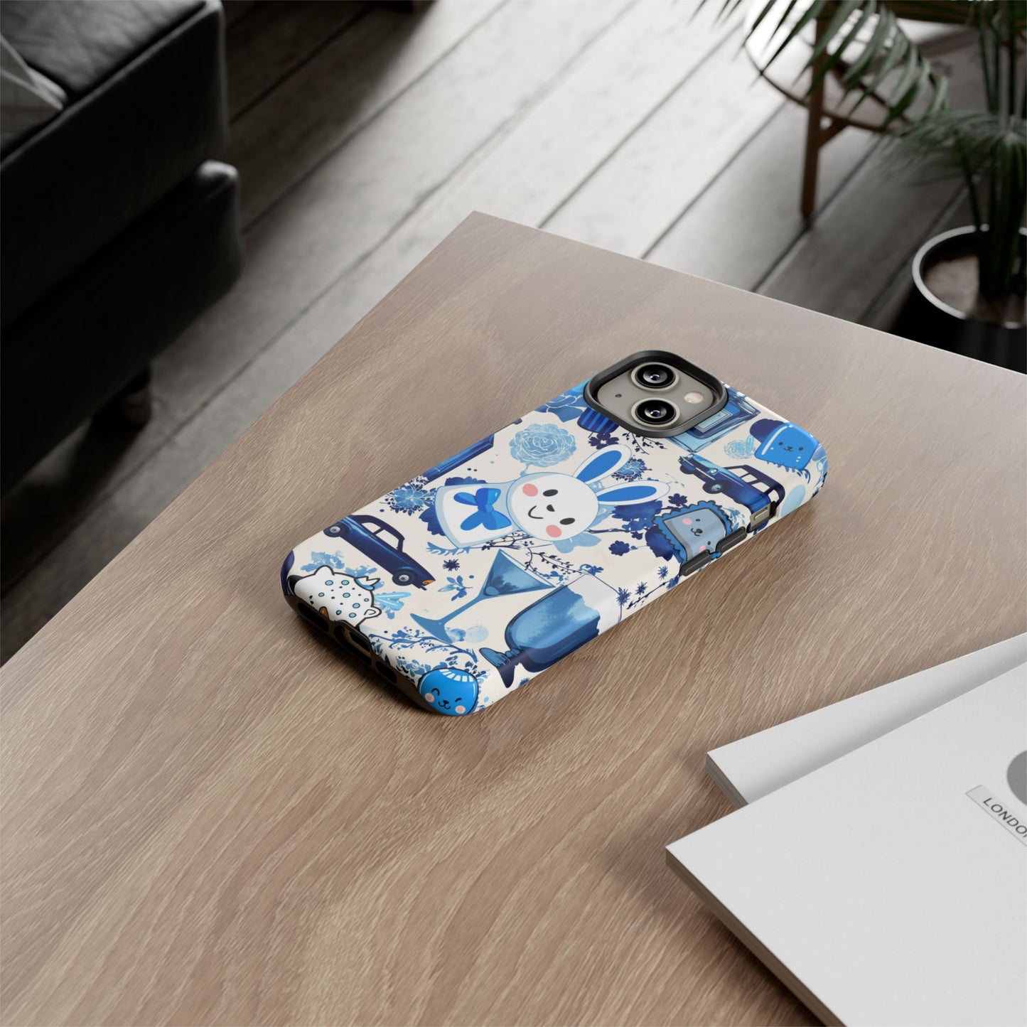 Blue Bunny & Car Themed Phone Case