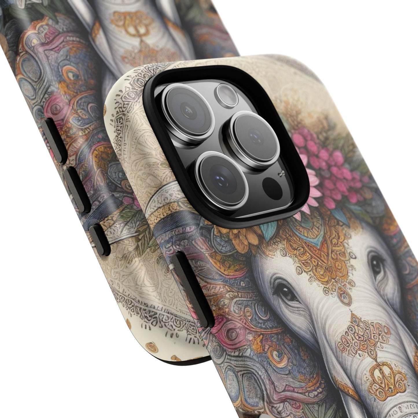Elegant Floral Elephant Mobile Cover – Royal Mandala Art