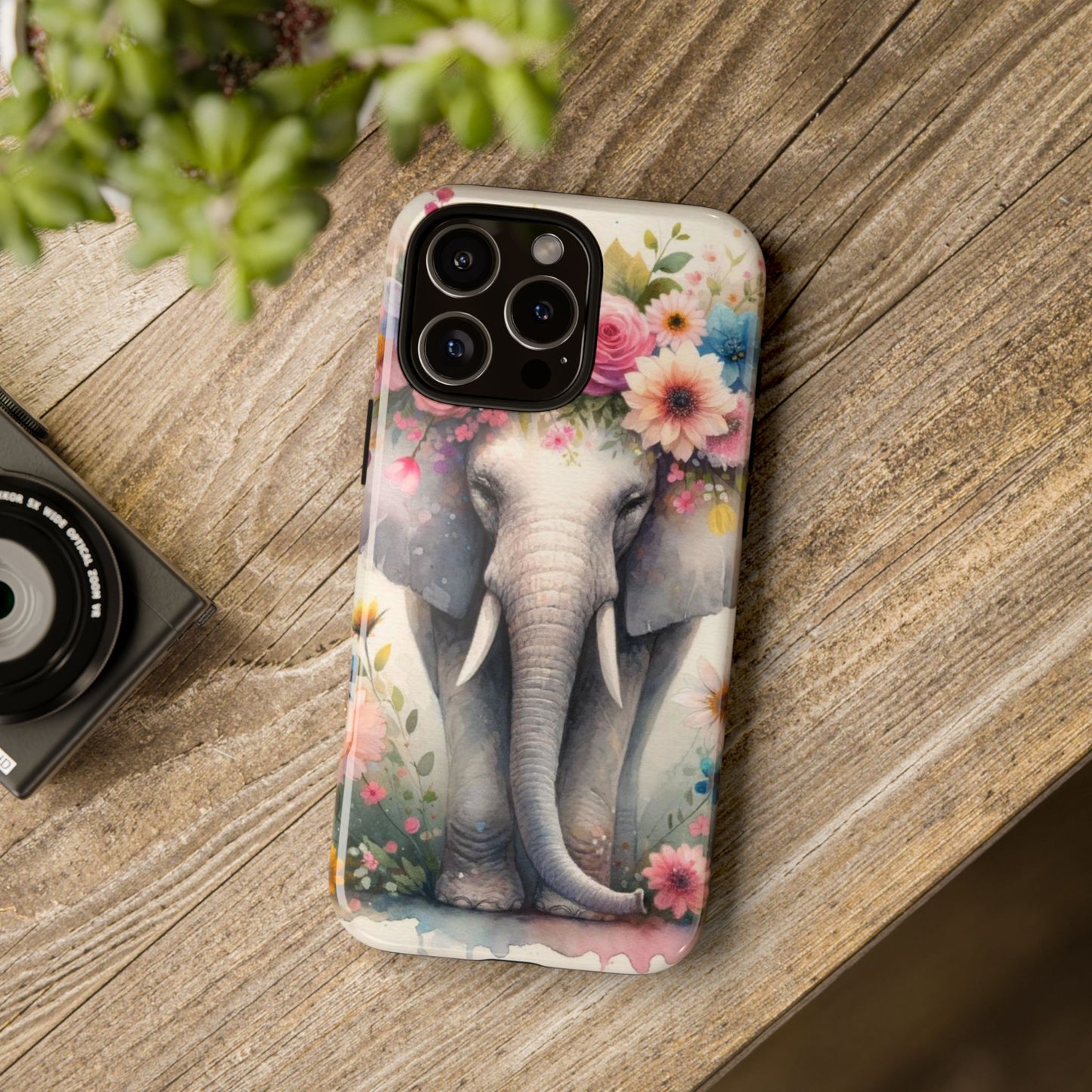 Watercolor Floral Elephant Mobile Cover – Dreamy Artistic Design