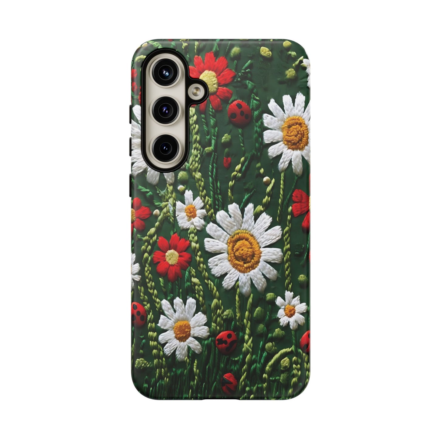 Knitted Pattern With Diamonds And Festive Motifs On Navy phone case design.