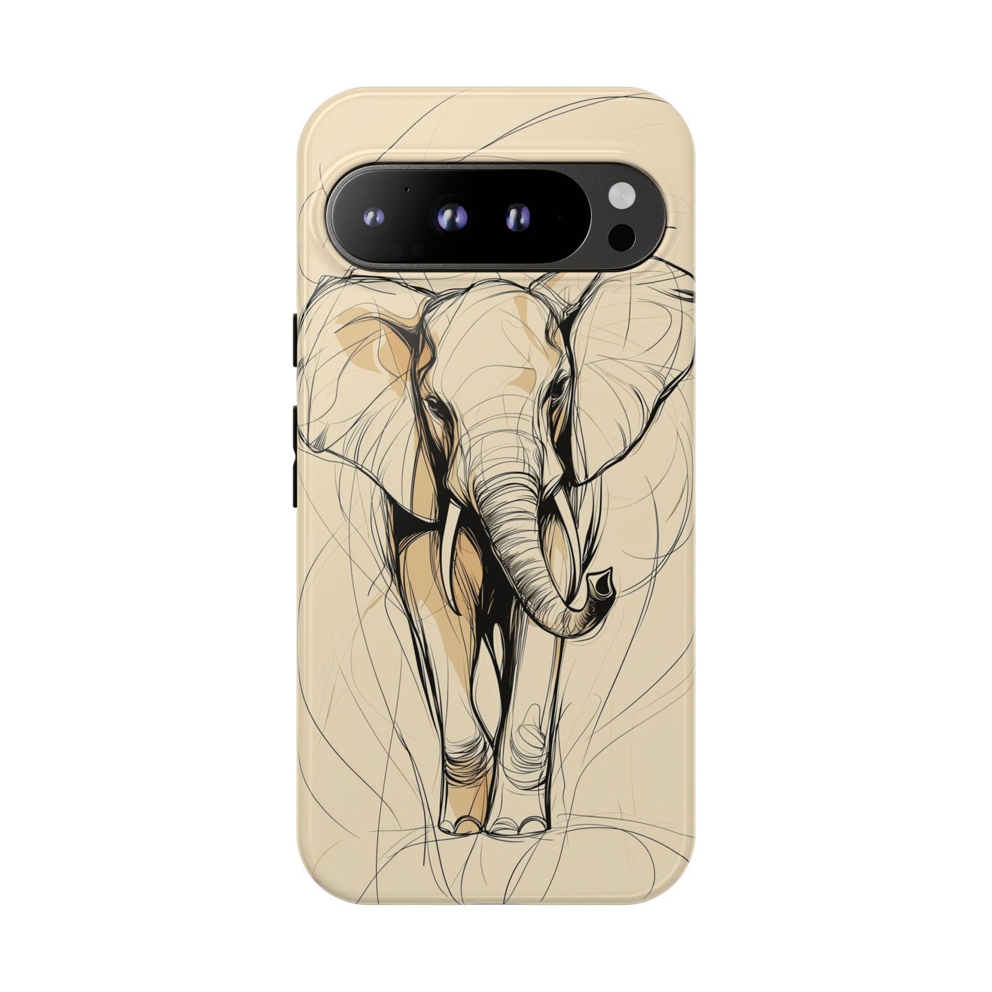 Majestic March: Dynamic Elephant Line Art Phone Case for iPhone, Samsung & Pixel