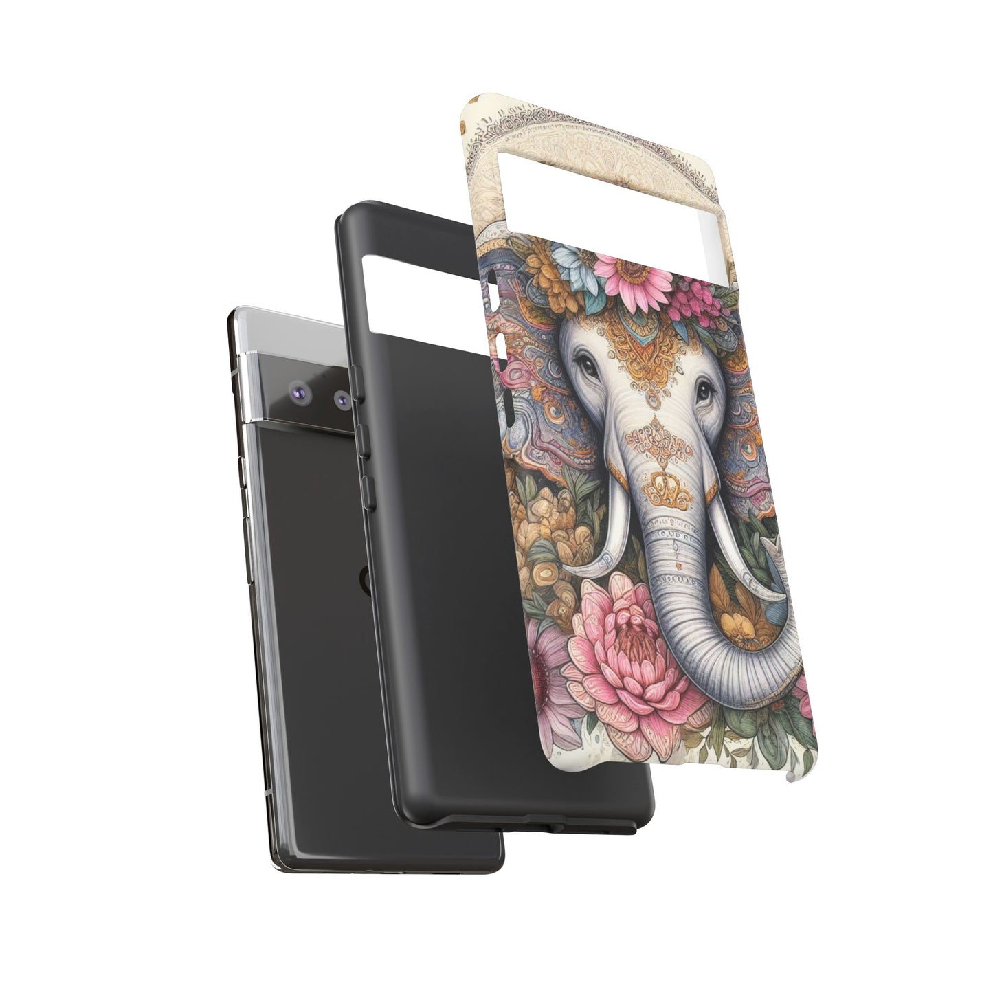 Elegant Floral Elephant Mobile Cover – Royal Mandala Art