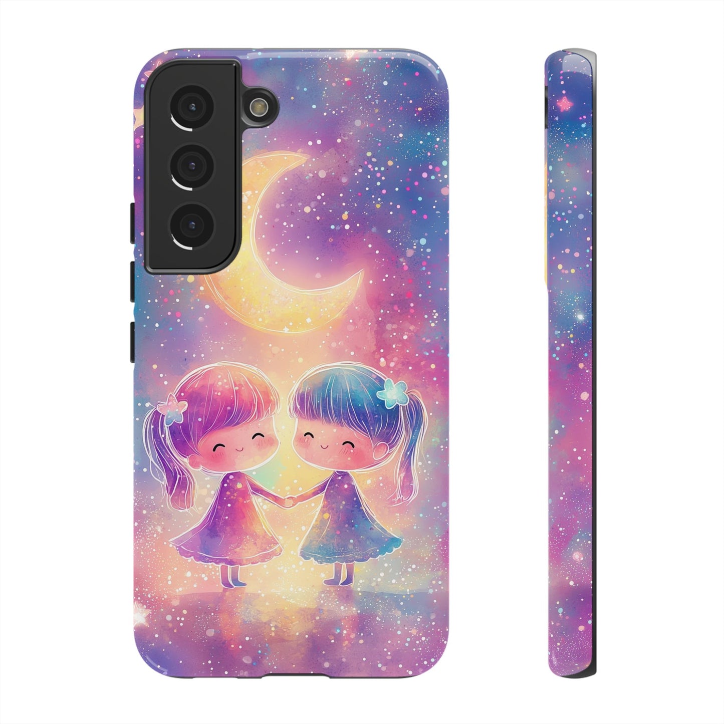 Moonlit Friendship Galaxy Phone Case for iPhone, Samsung, Google Pixel