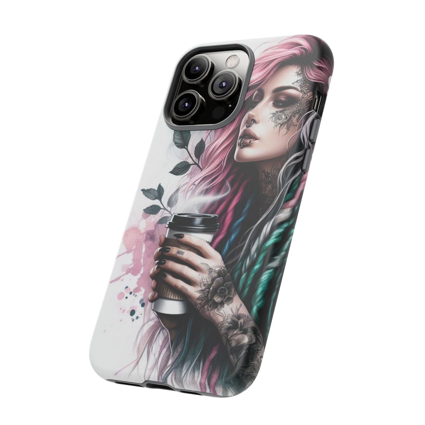 Boho Rebel – Vibrant Dreadlocks & Tattooed Coffee Lover Mobile Cover