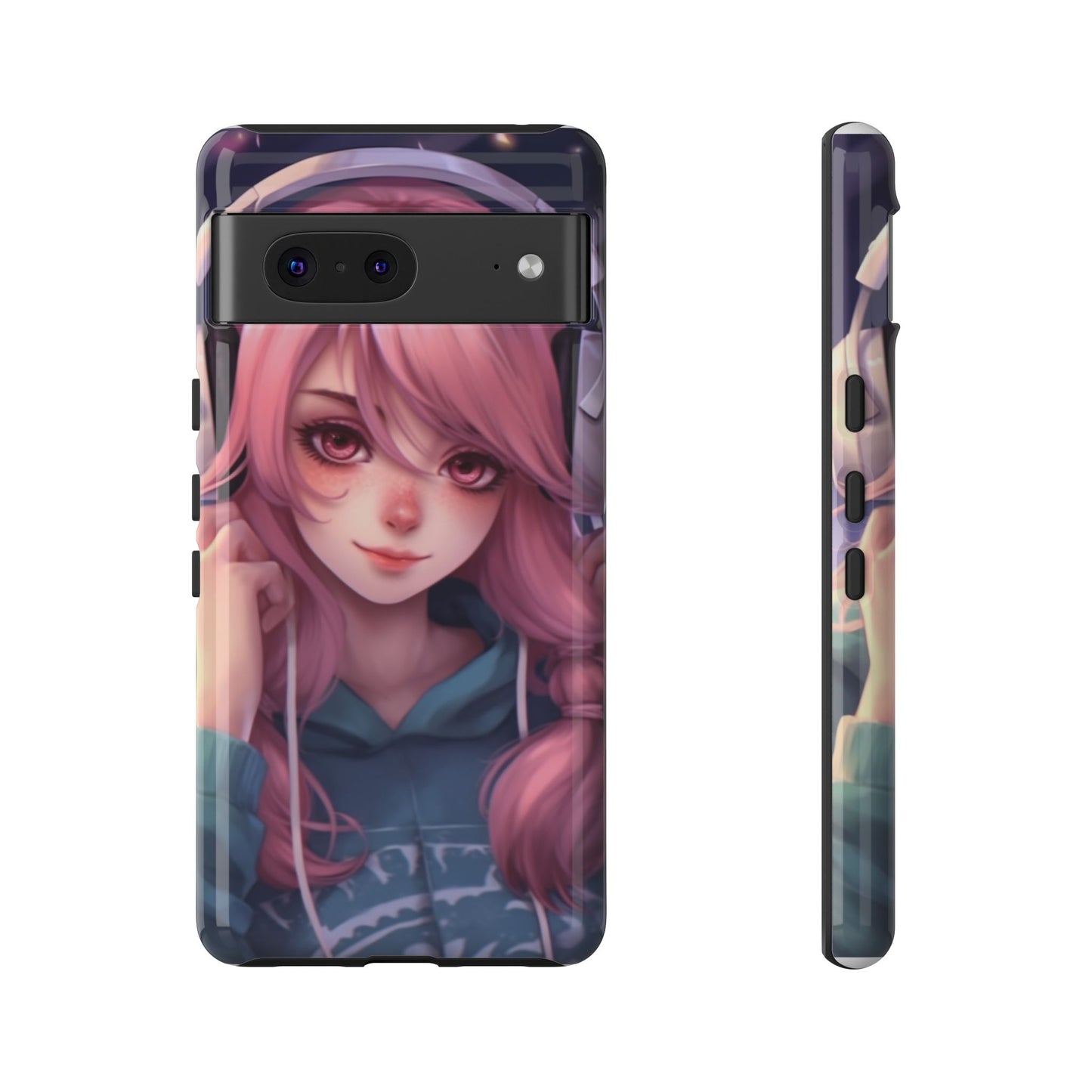 Anime Music Girl Phone Case - Cute Aesthetic Cover for iPhone, Samsung & Google Pixel, Girly Phone Case, Kawaii Lover Gift