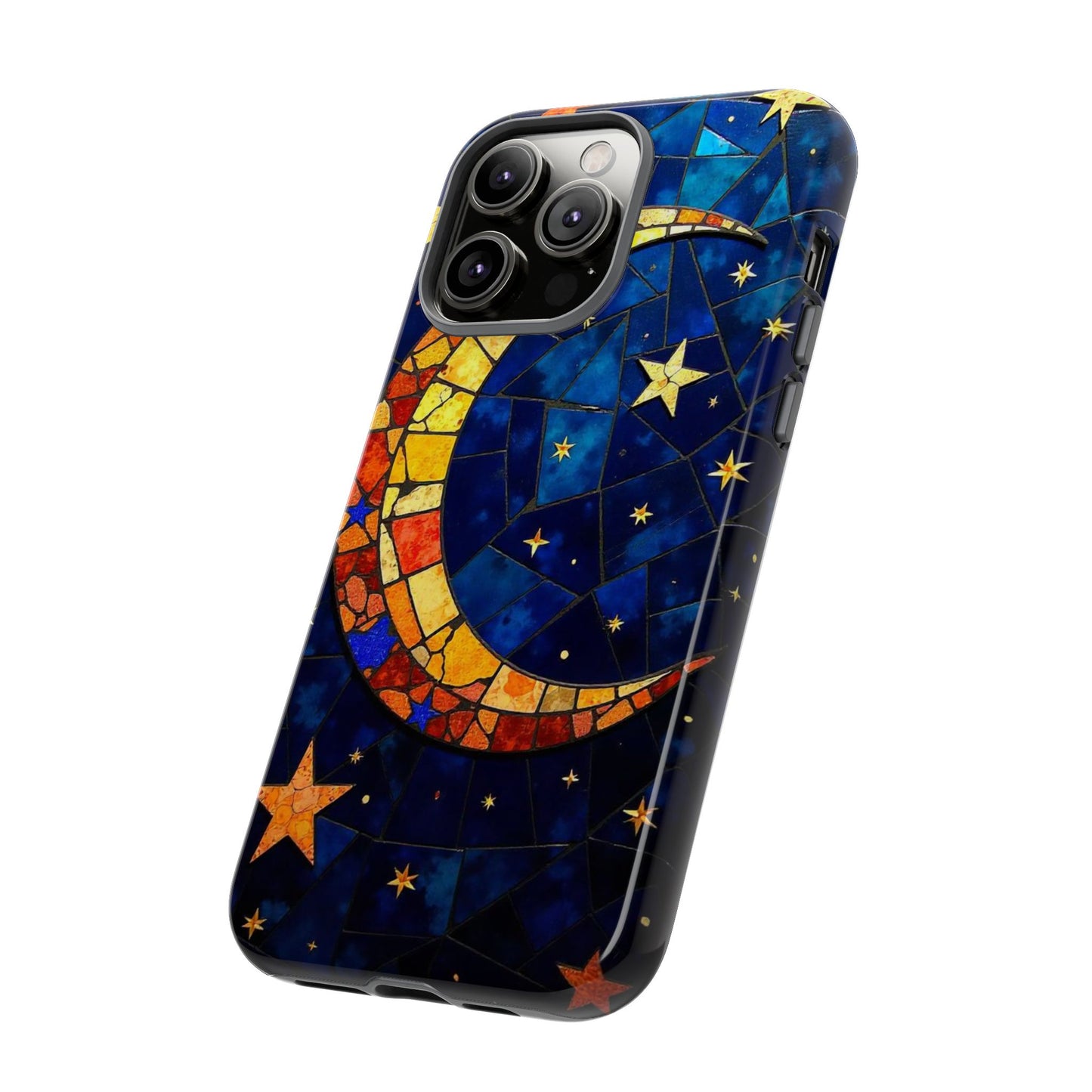 Celestial Crescent: Vibrant Moon and Stars Phone Case