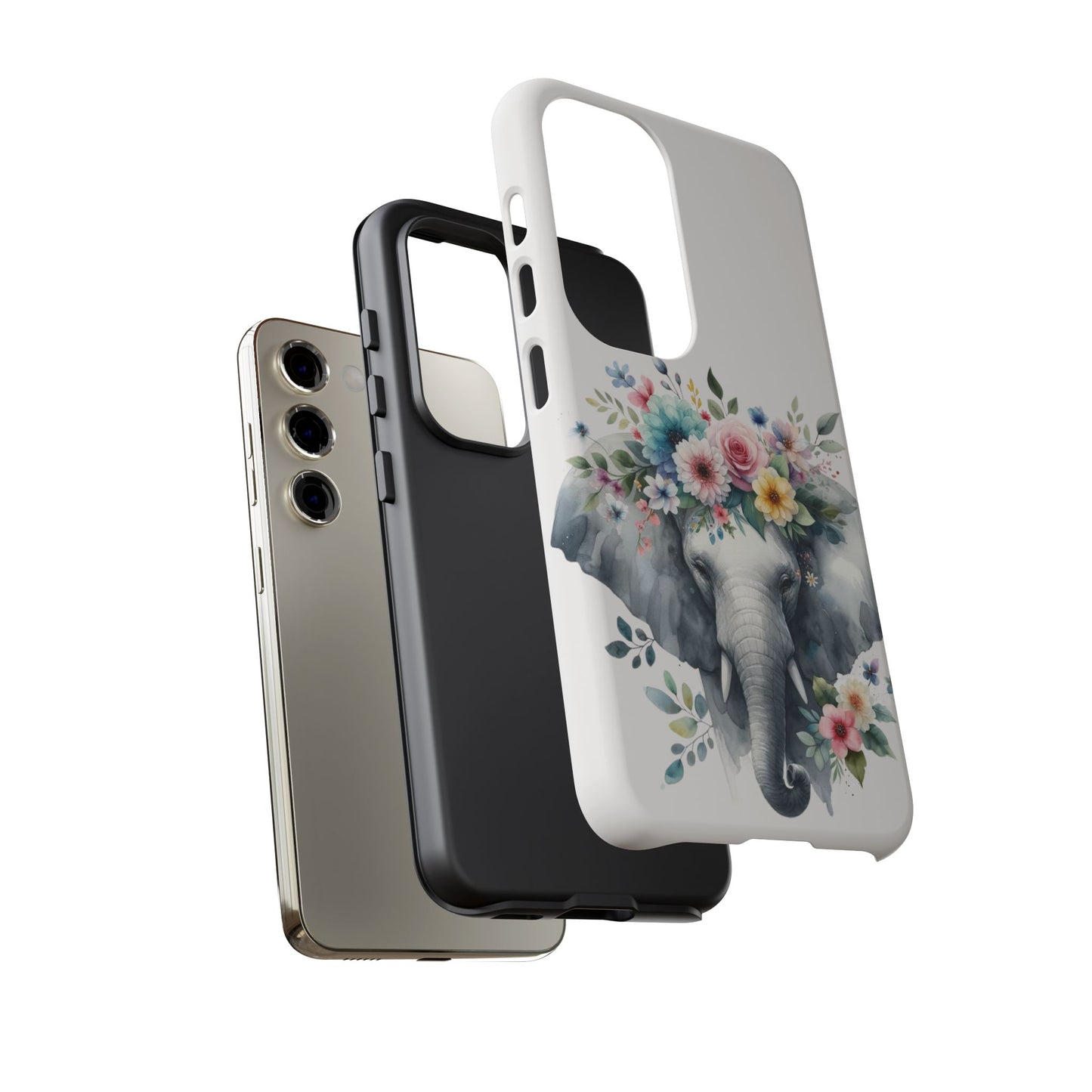Floral Crown Elephant Mobile Cover – Elegant Watercolor Art