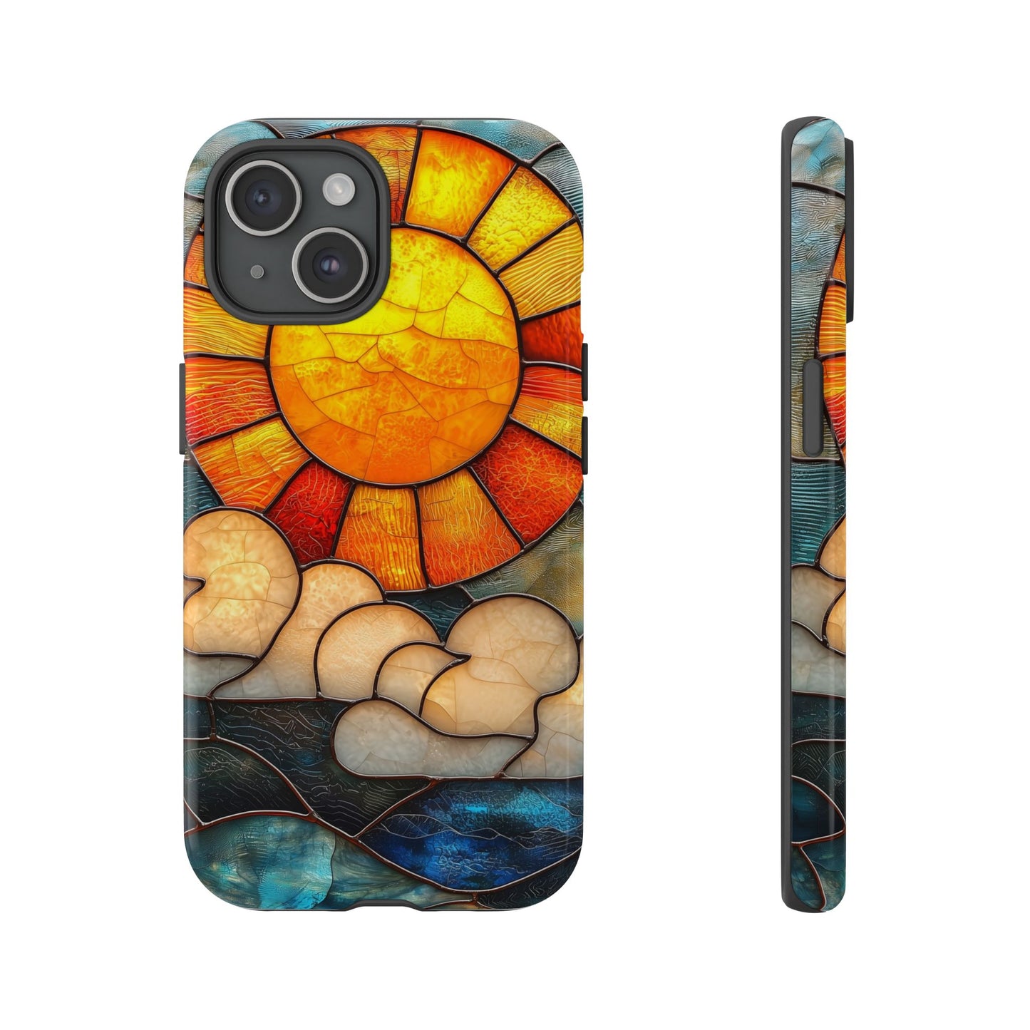 Modern Stained Glass Phone Case – Warm Tones & Abstract Landscape for iPhone, Samsung & Pixel