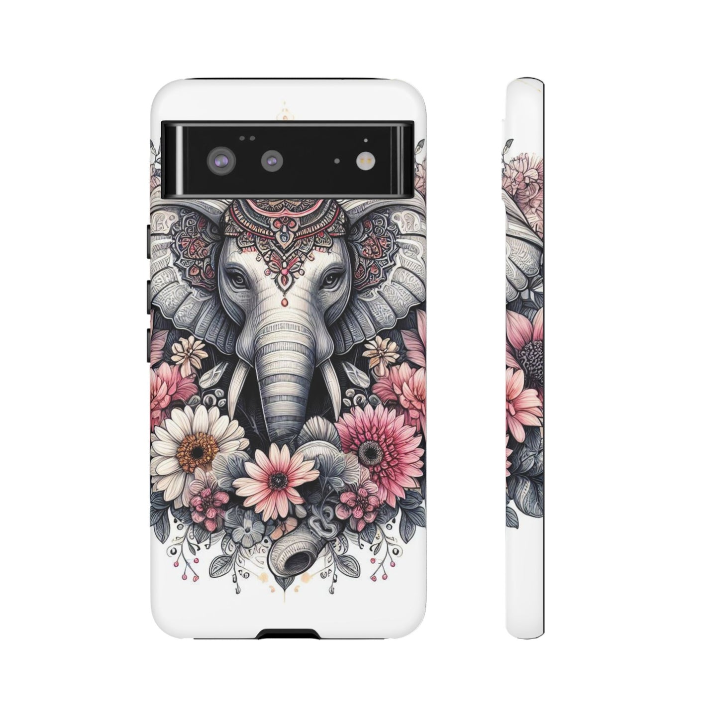 Royal Elephant Mandala Phone Case – Intricate Bohemian Floral Design