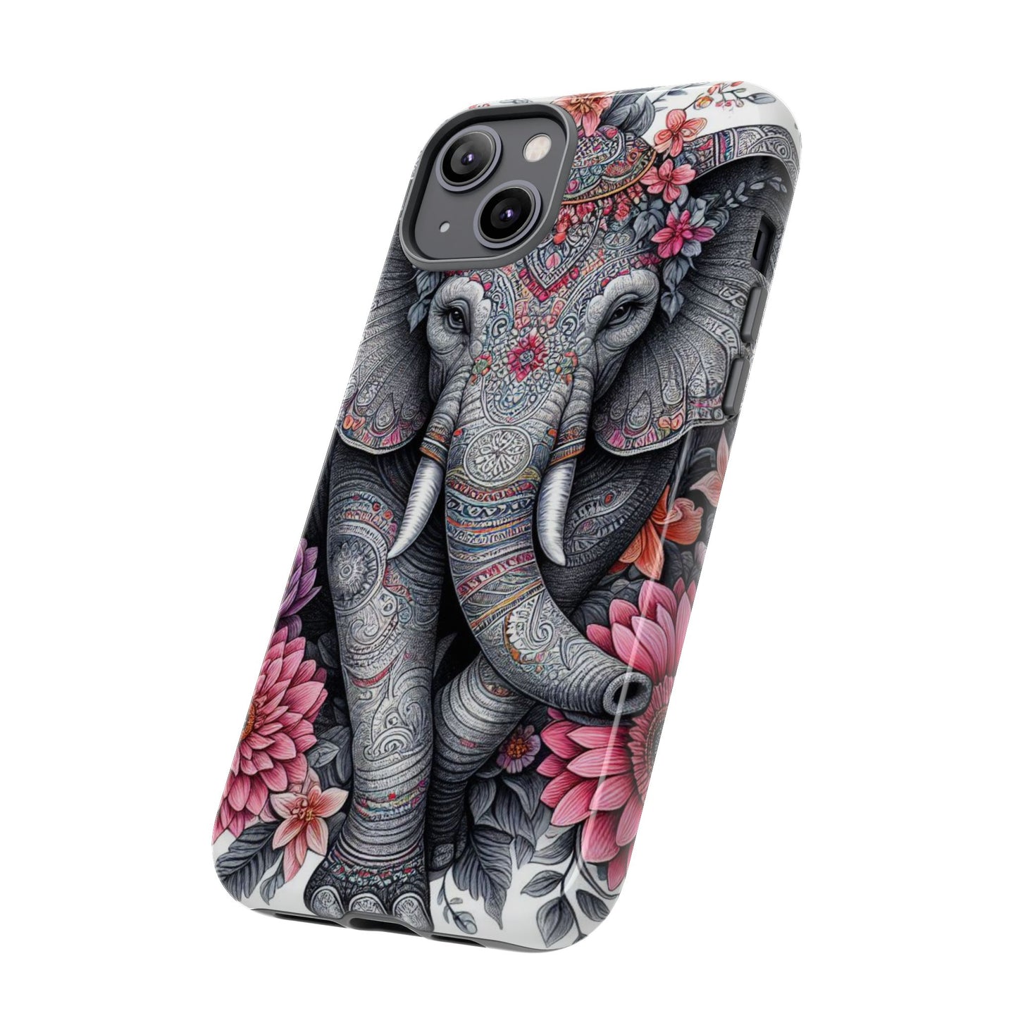 Bohemian Floral Elephant Mobile Cover – Intricate Mandala Art