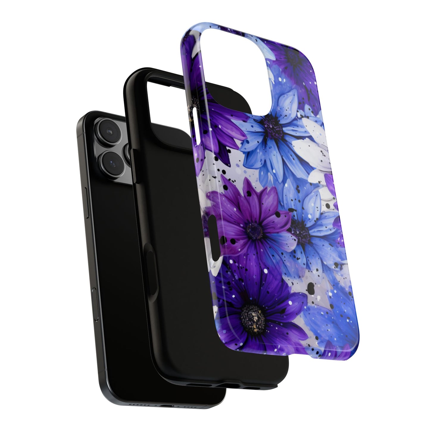 Blue & Purple Floral Splash Mobile Cover – Elegant Artistic Flowers