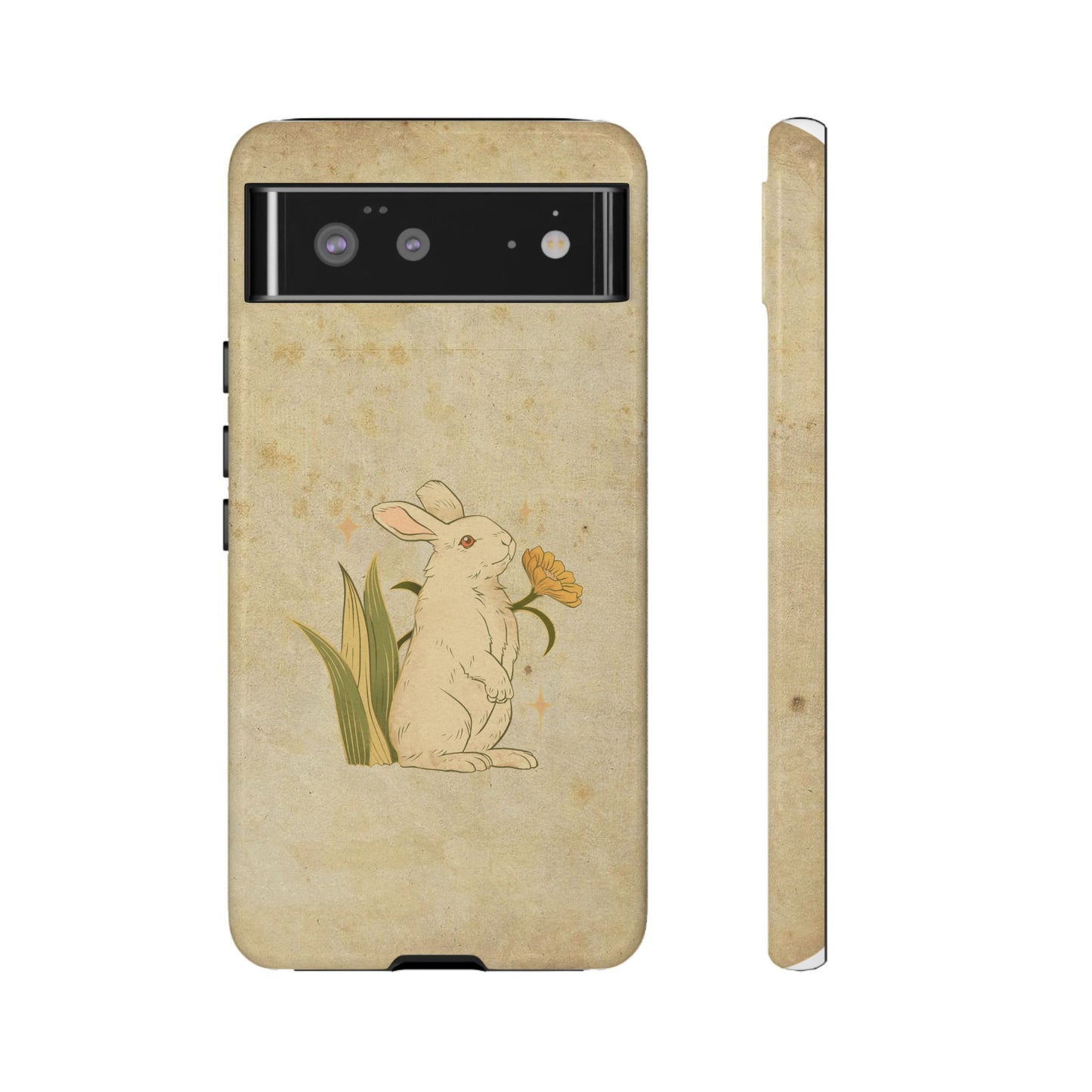 Minimal Vintage Rabbit Phone Case β Aesthetic Beige Bunny Cover for iPhone, Samsung & Pixel