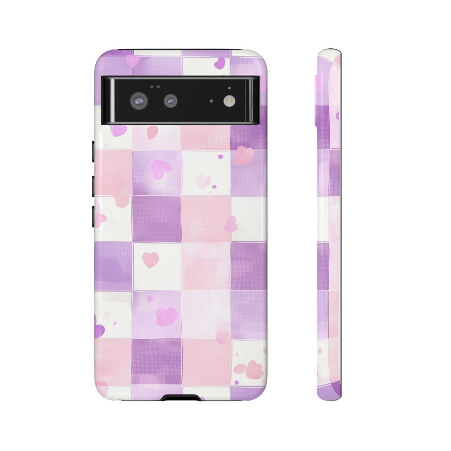 Kawaii Heart Gingham Phone Case for iPhone, Samsung, Google Pixel
