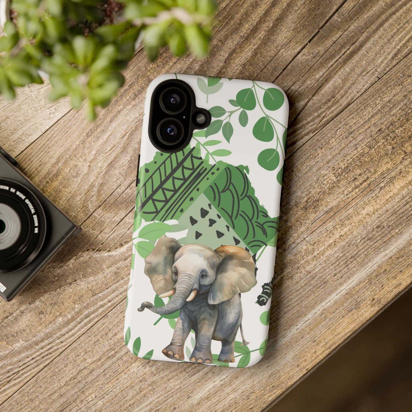 Playful Baby Elephant Mobile Cover – Tropical Boho Art