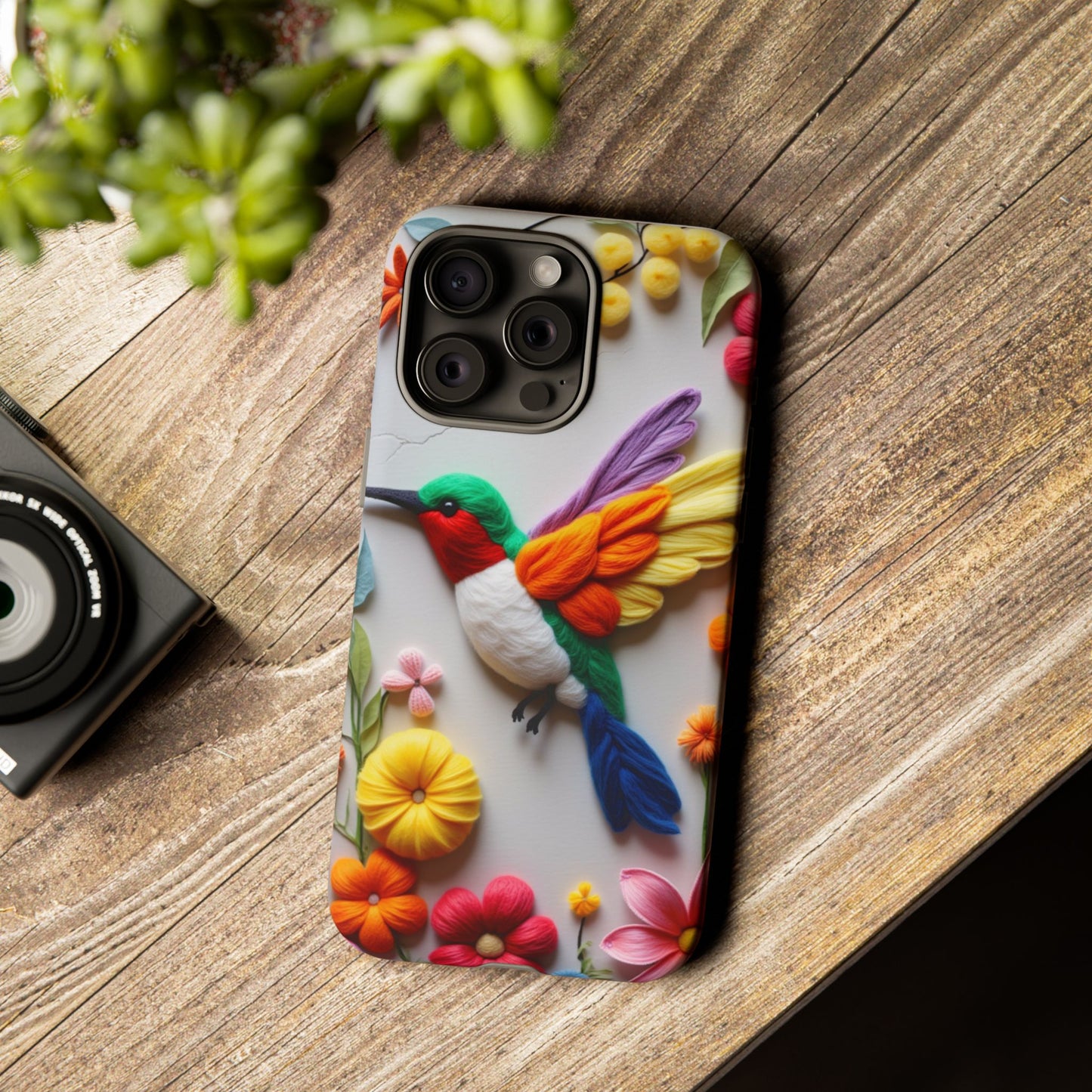 Elegant Hummingbird with Floral Mosaic Design | Nature's Artistic Vibes | iPhone 16 Pro