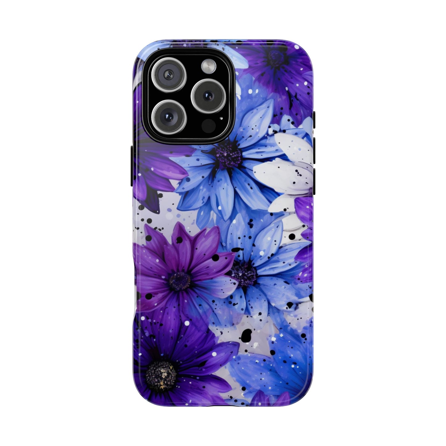Blue & Purple Floral Splash Mobile Cover – Elegant Artistic Flowers