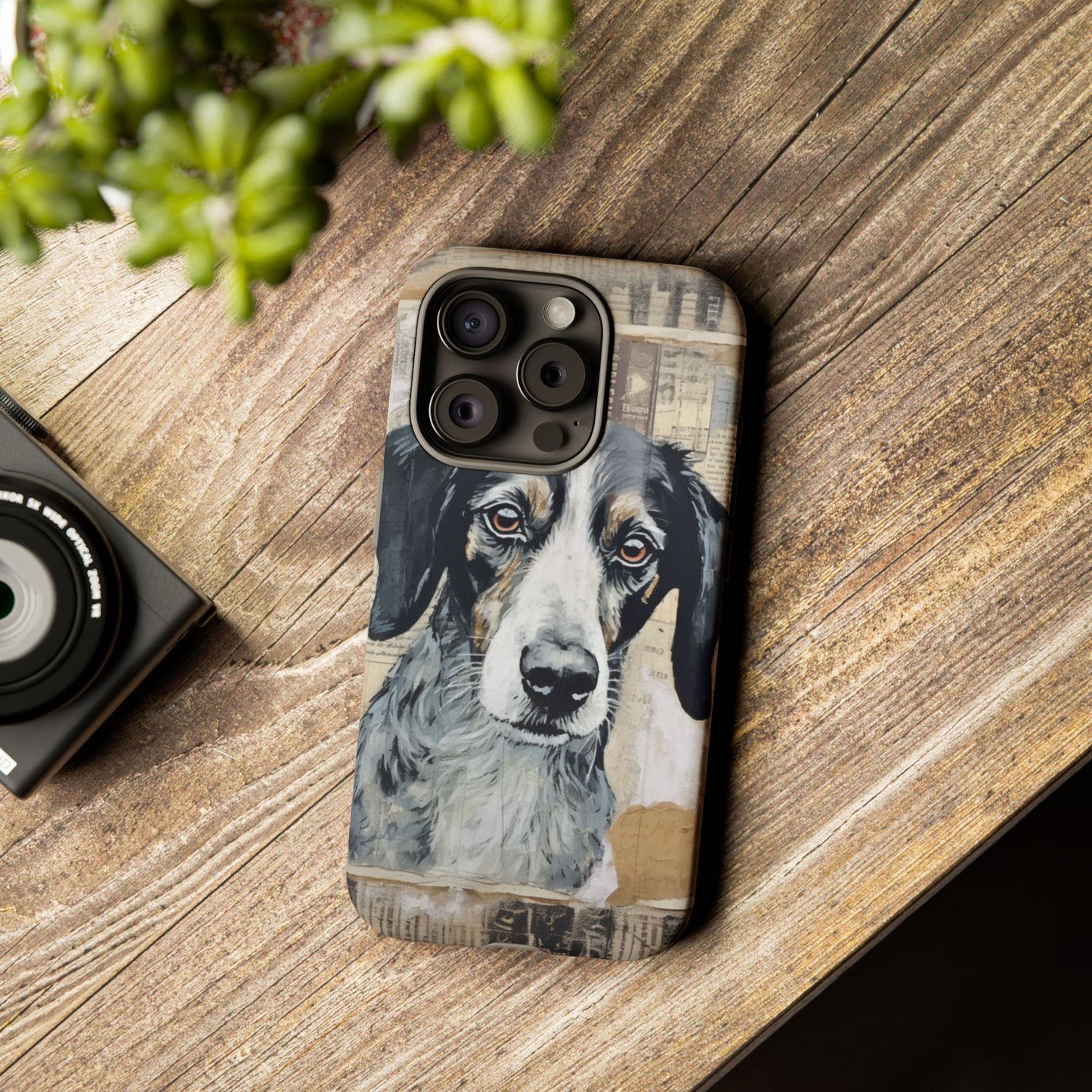 Personalized Rustic Dog Portrait – Vintage Collage Art Style