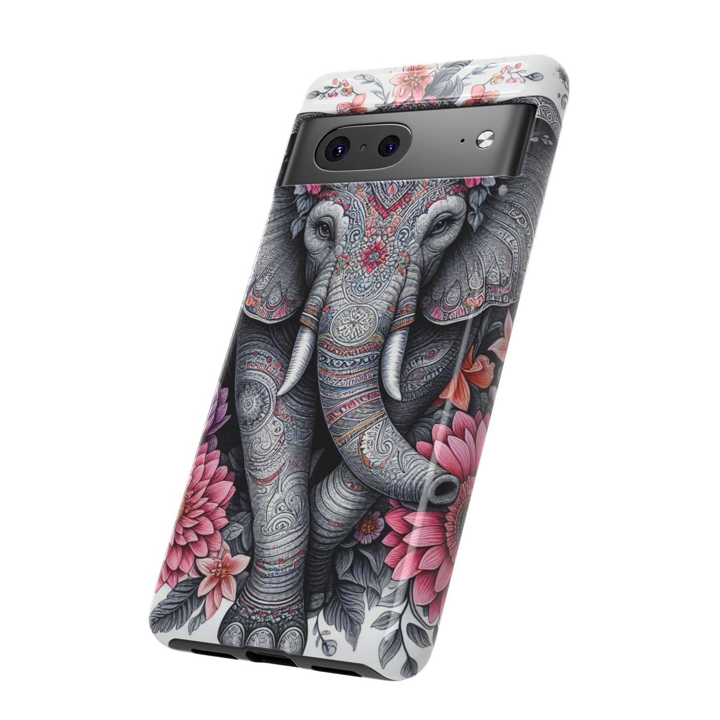 Bohemian Floral Elephant Mobile Cover – Intricate Mandala Art