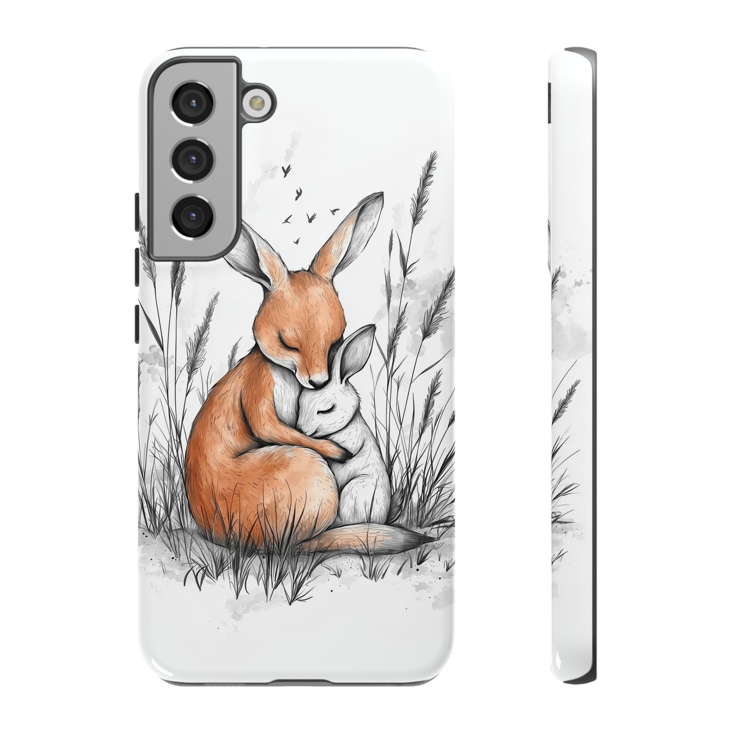 Bunny Embrace: Watercolor Woodland Hug Phone Case for iPhone, Samsung & Pixel