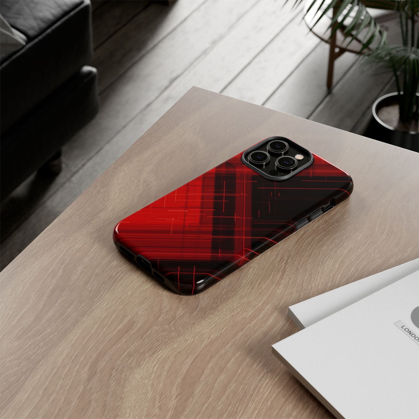 Abstract Red and Black Geometric Pattern