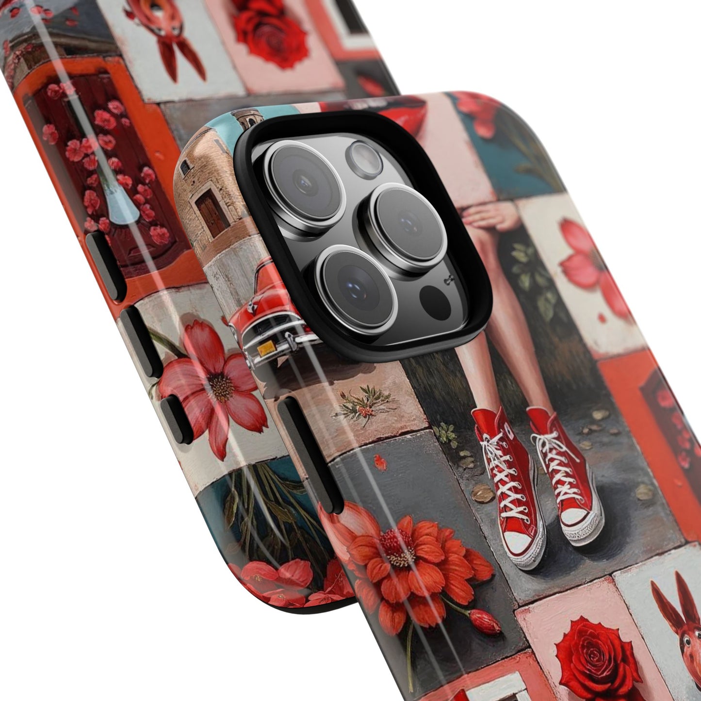 Red Sneakers & Roses Collage Phone Case