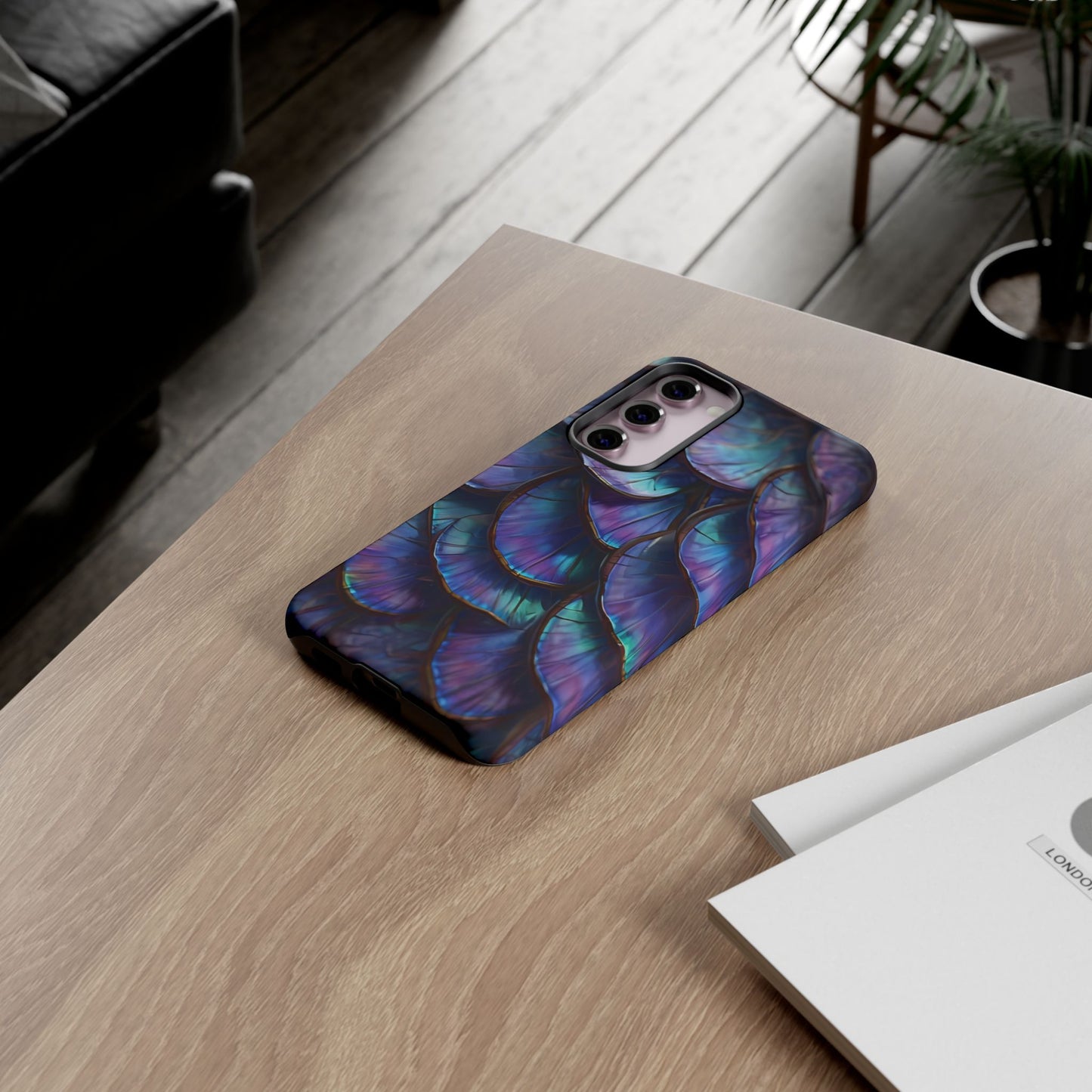 Abstract Macro Shot of Iridescent Butterfly Fish Scales Phone Case Design
