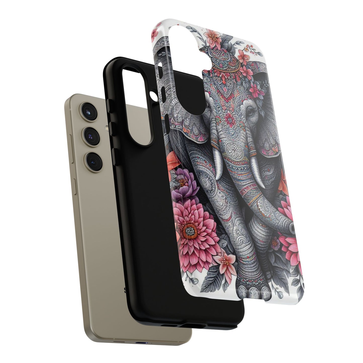 Bohemian Floral Elephant Mobile Cover – Intricate Mandala Art
