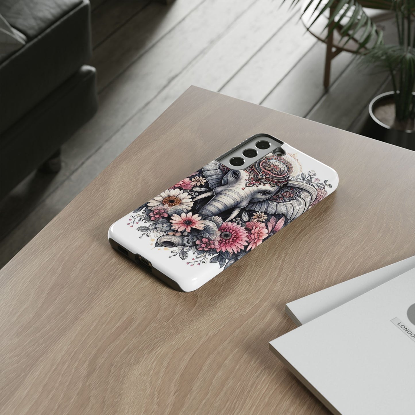 Royal Elephant Mandala Phone Case – Intricate Bohemian Floral Design