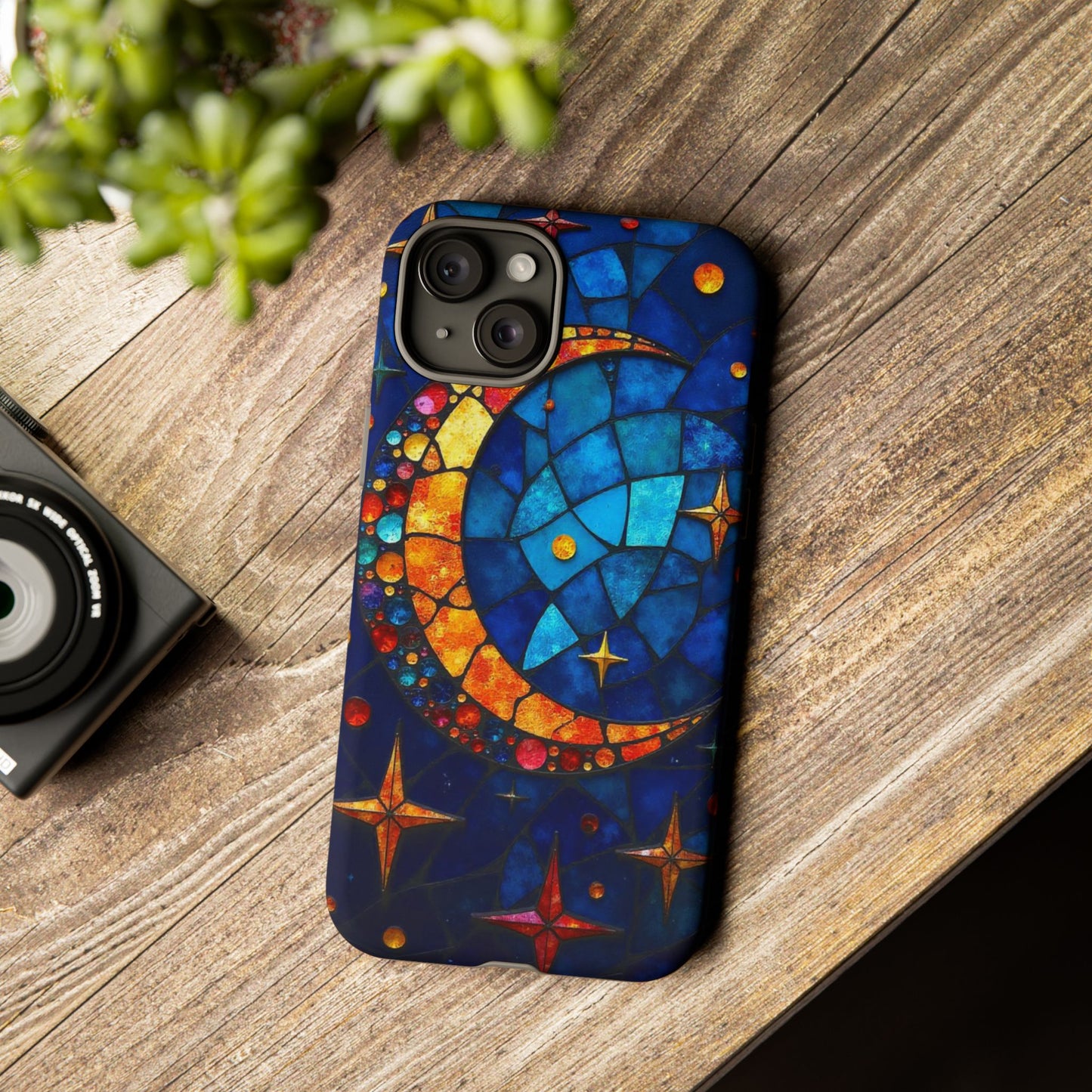 Celestial Crescent: Moon and Stars in Color