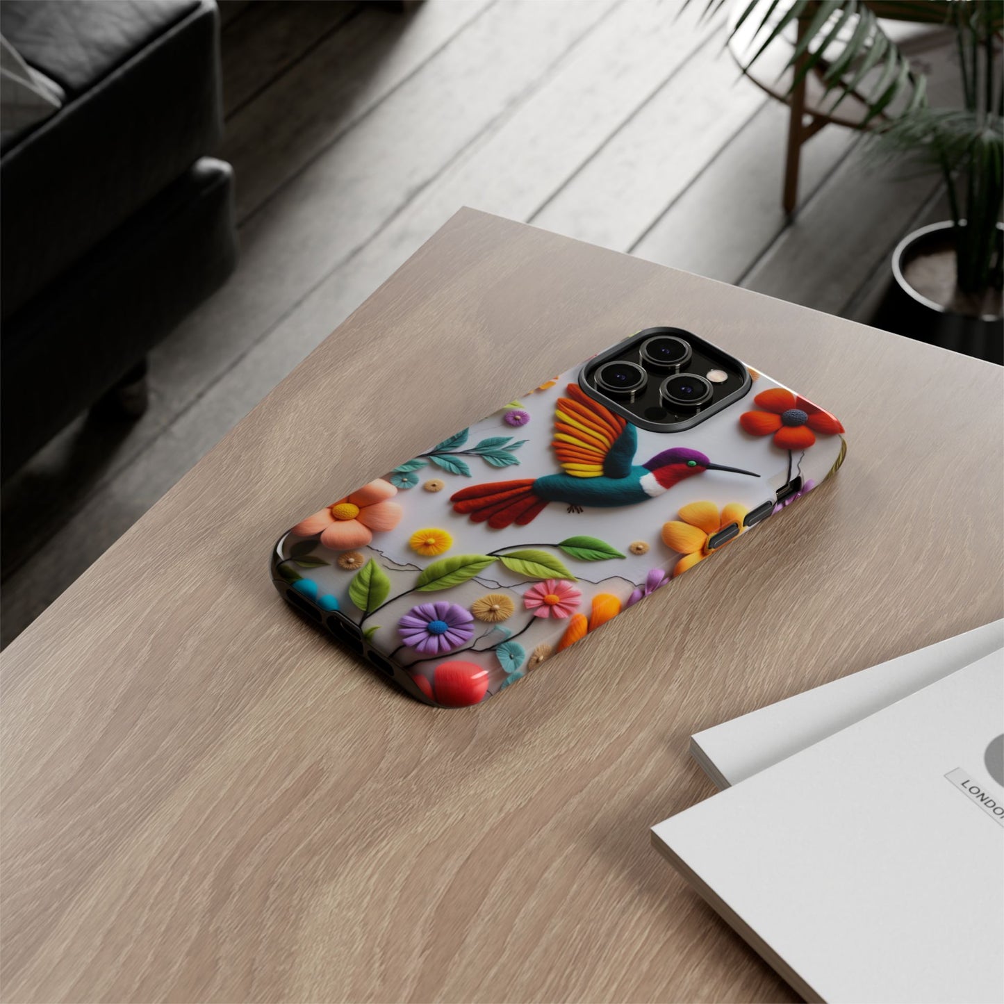 Embroidered Hummingbird with Floral Design | Nature's Elegant Stitch | iPhone 16 Pro