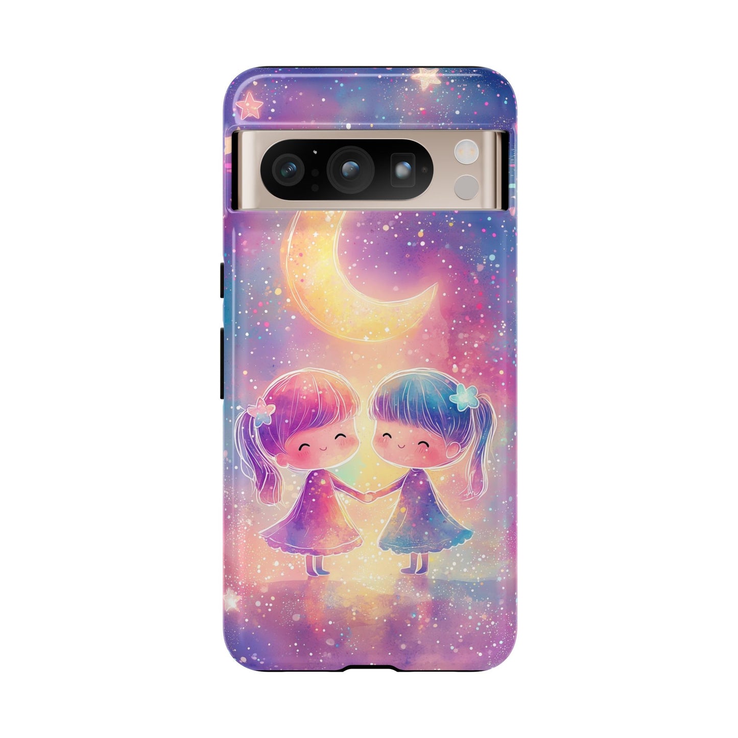 Moonlit Friendship Galaxy Phone Case for iPhone, Samsung, Google Pixel