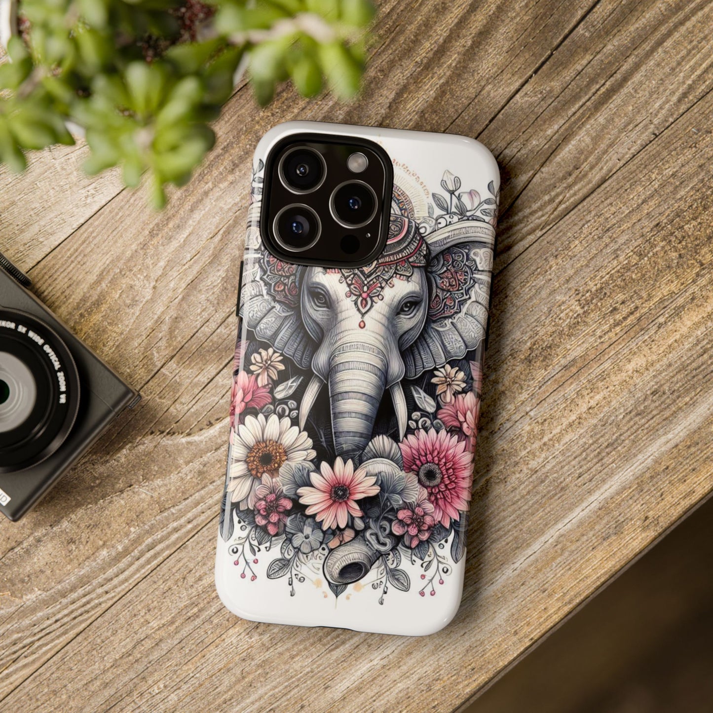 Royal Elephant Mandala Phone Case – Intricate Bohemian Floral Design