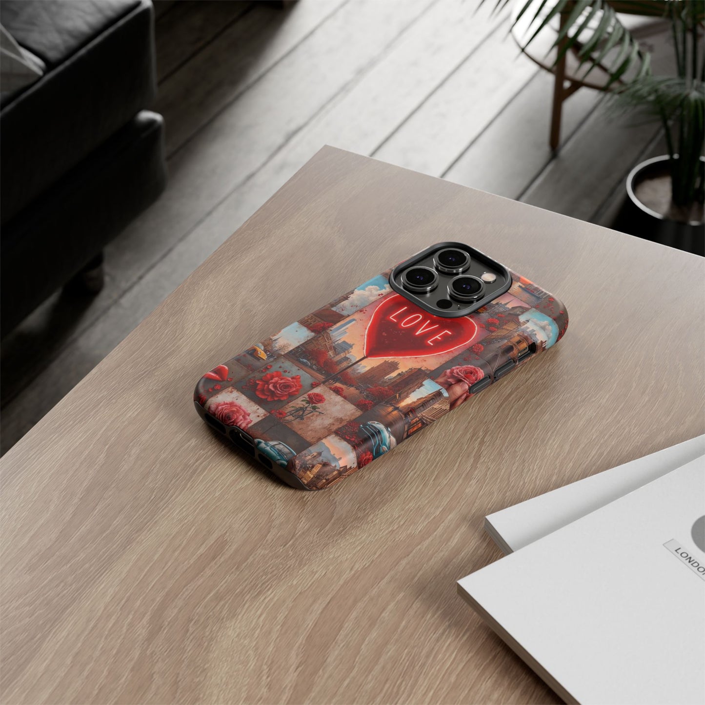 Neon Love Heart & Rose Phone Case