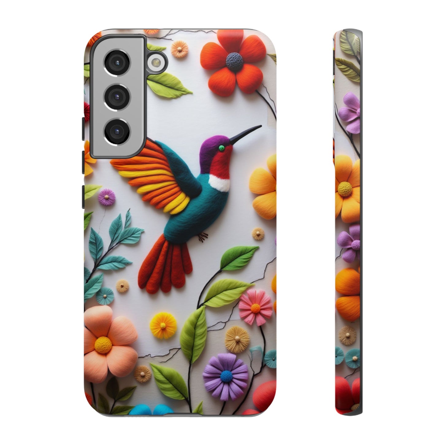 Embroidered Hummingbird with Floral Design | Nature's Elegant Stitch | iPhone 16 Pro