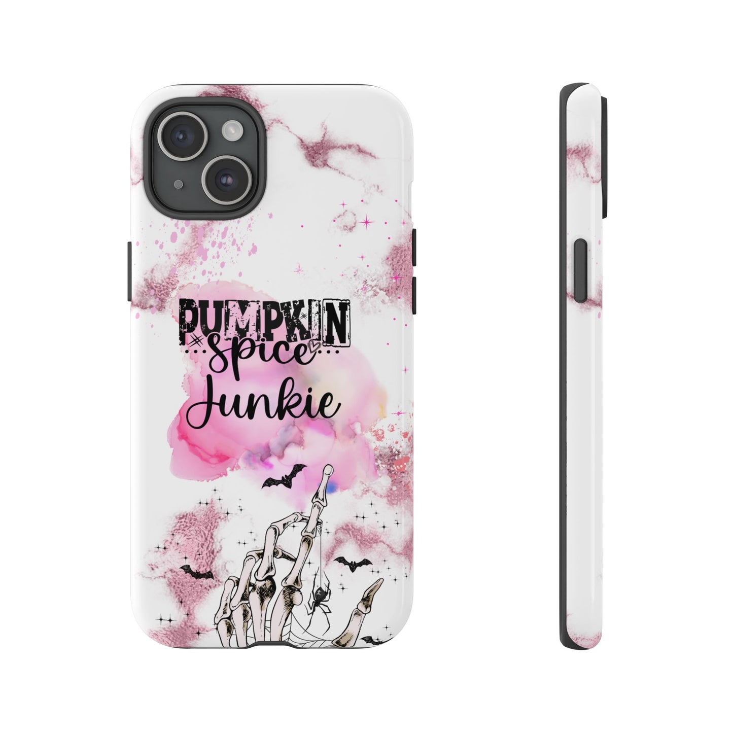 Pumpkin Spice Junkie Phone Case - Fall Aesthetic Cover for iPhone, Samsung & Google Pixel, Skeleton Hand Phone Case, Watercolor Phone Cover, Girly Phone Case