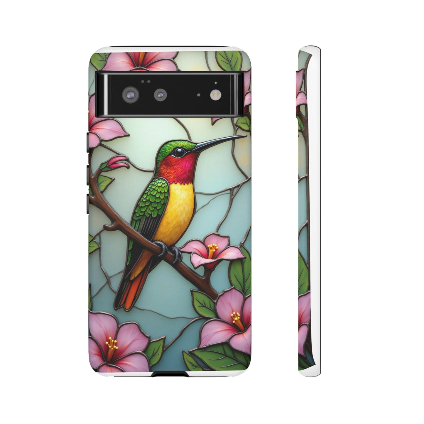 Elegant Hummingbird with Floral Mosaic | Artistic Nature Design