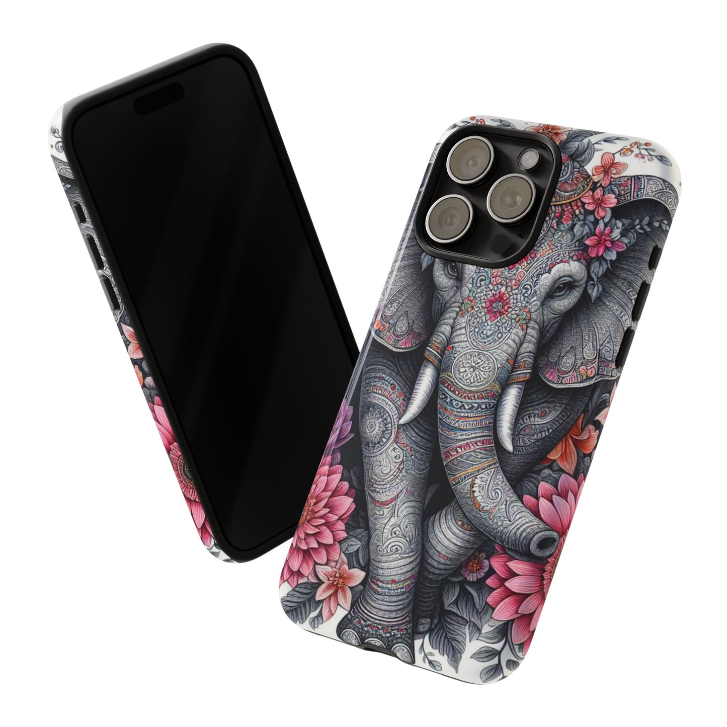 Bohemian Floral Elephant Mobile Cover – Intricate Mandala Art