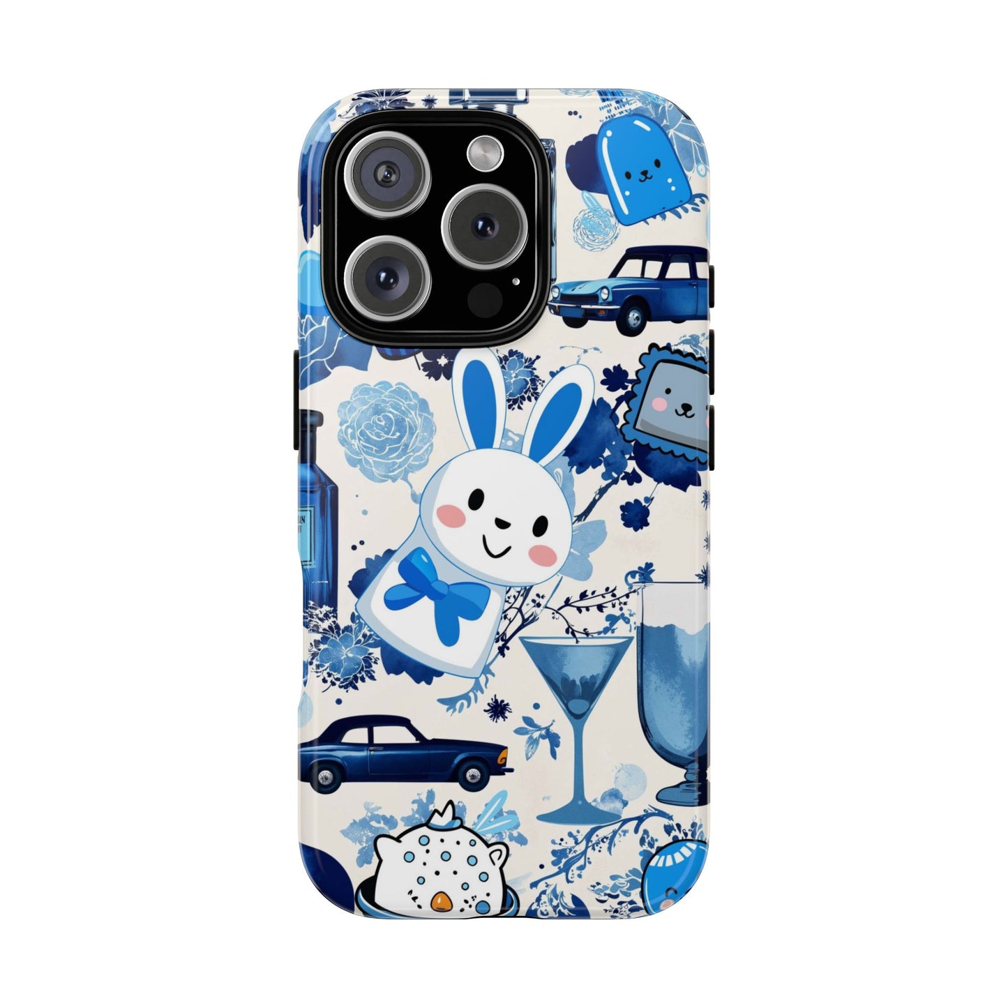 Blue Bunny & Car Themed Phone Case