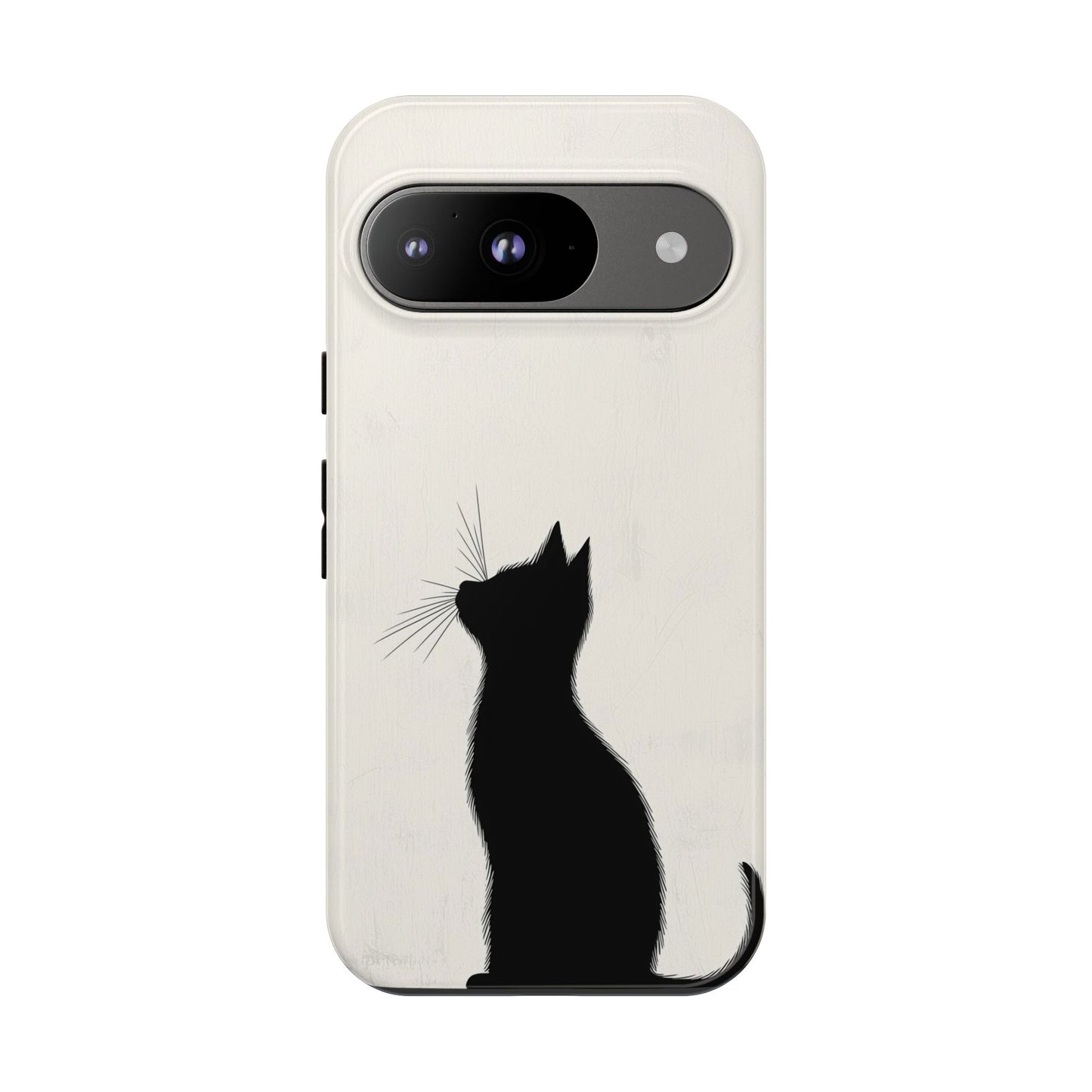 Silent Gaze: Minimalist Black Cat Phone Case for iPhone, Samsung & Pixel