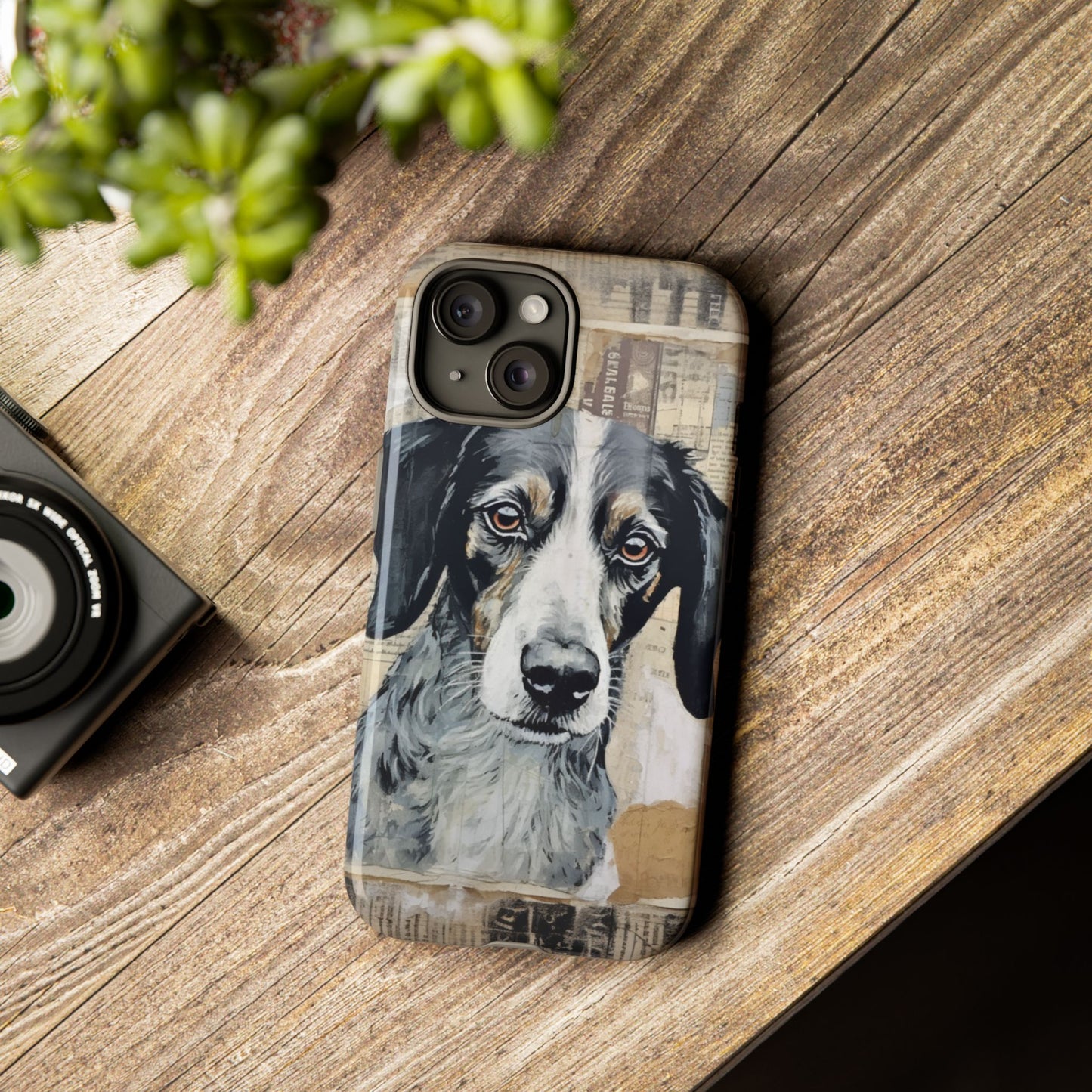 Personalized Rustic Dog Portrait – Vintage Collage Art Style