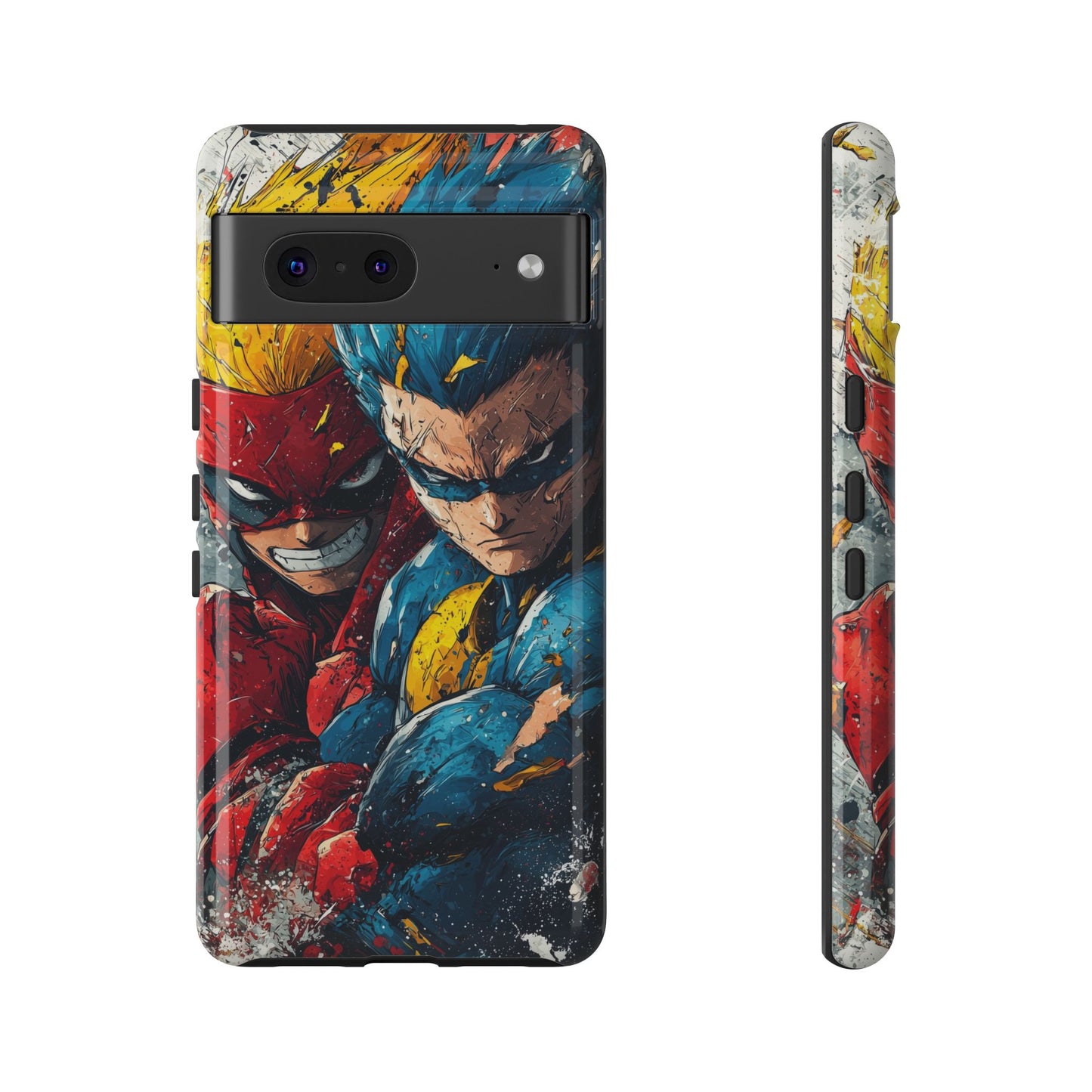Comic Clash: Superhero Duo | Action, Power, Justice, Heroes, Manga Style Phone Case for iPhone, Samsung & Pixel