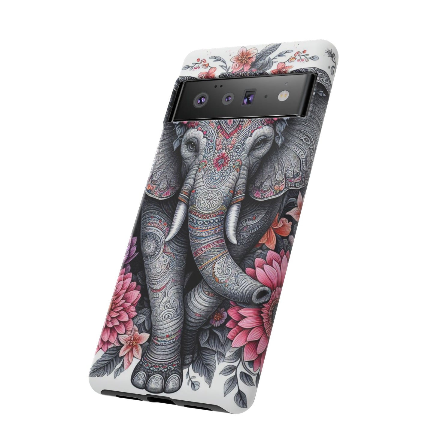 Bohemian Floral Elephant Mobile Cover – Intricate Mandala Art