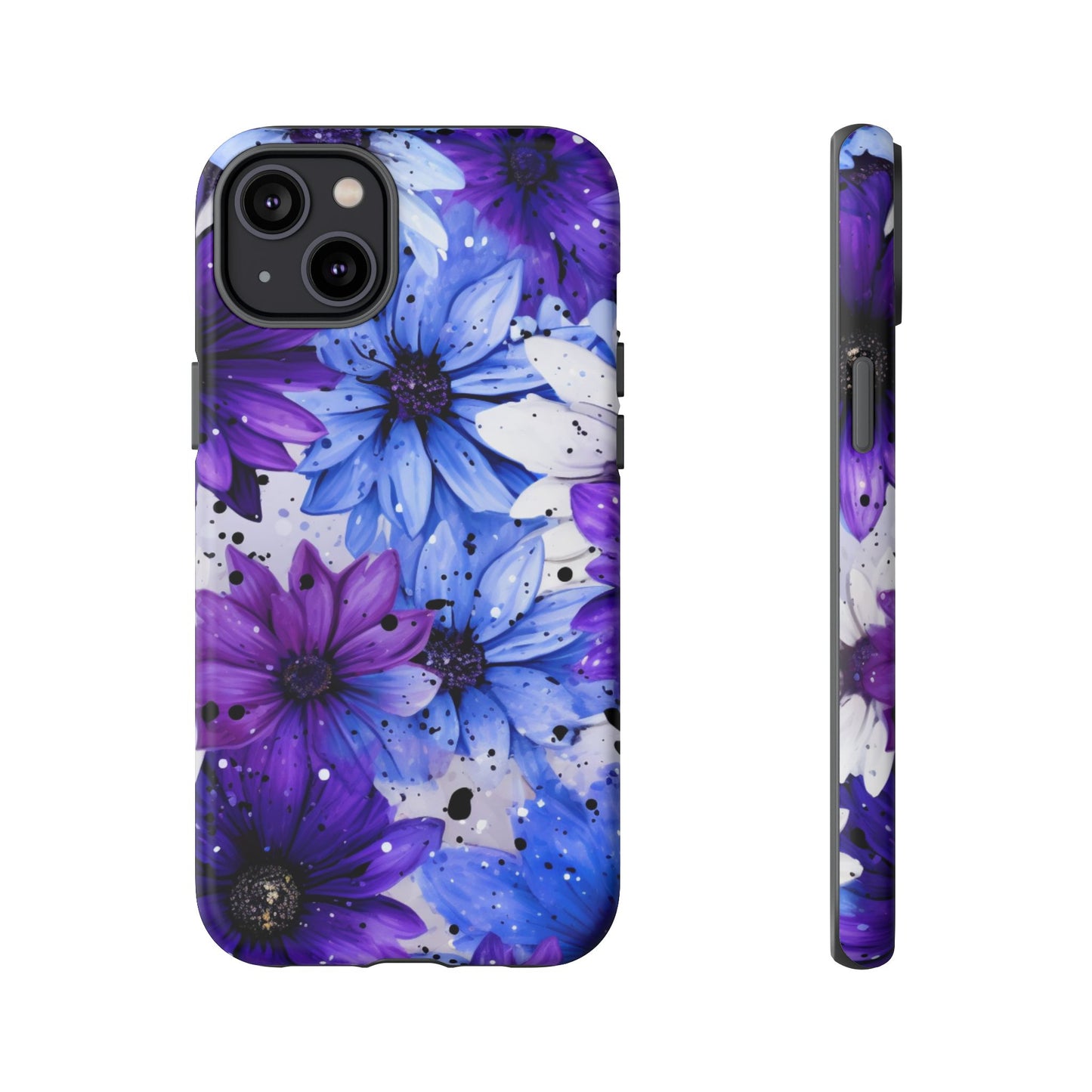Blue & Purple Floral Splash Mobile Cover – Elegant Artistic Flowers