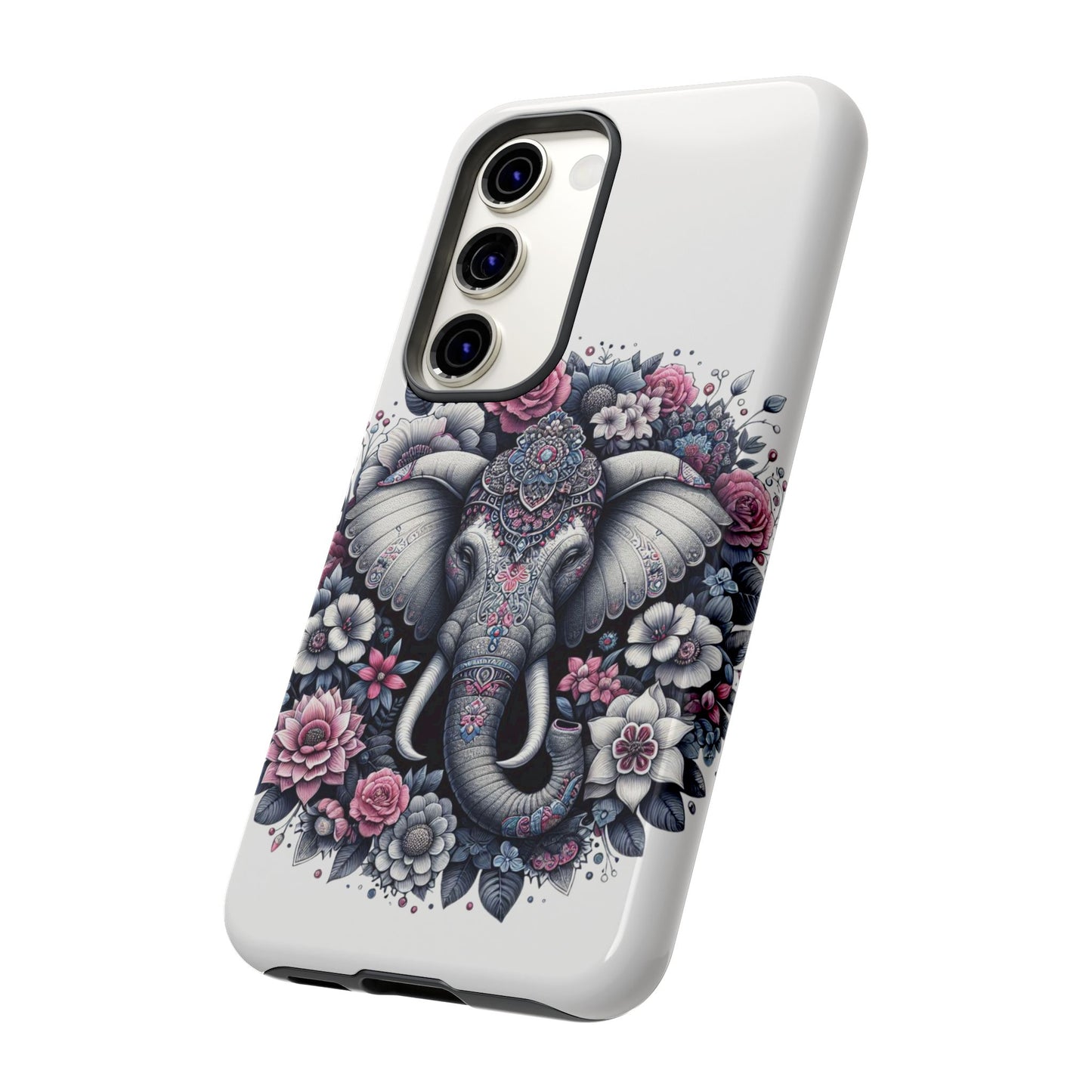Ornate Floral Elephant Mobile Cover – Elegant Bohemian Art