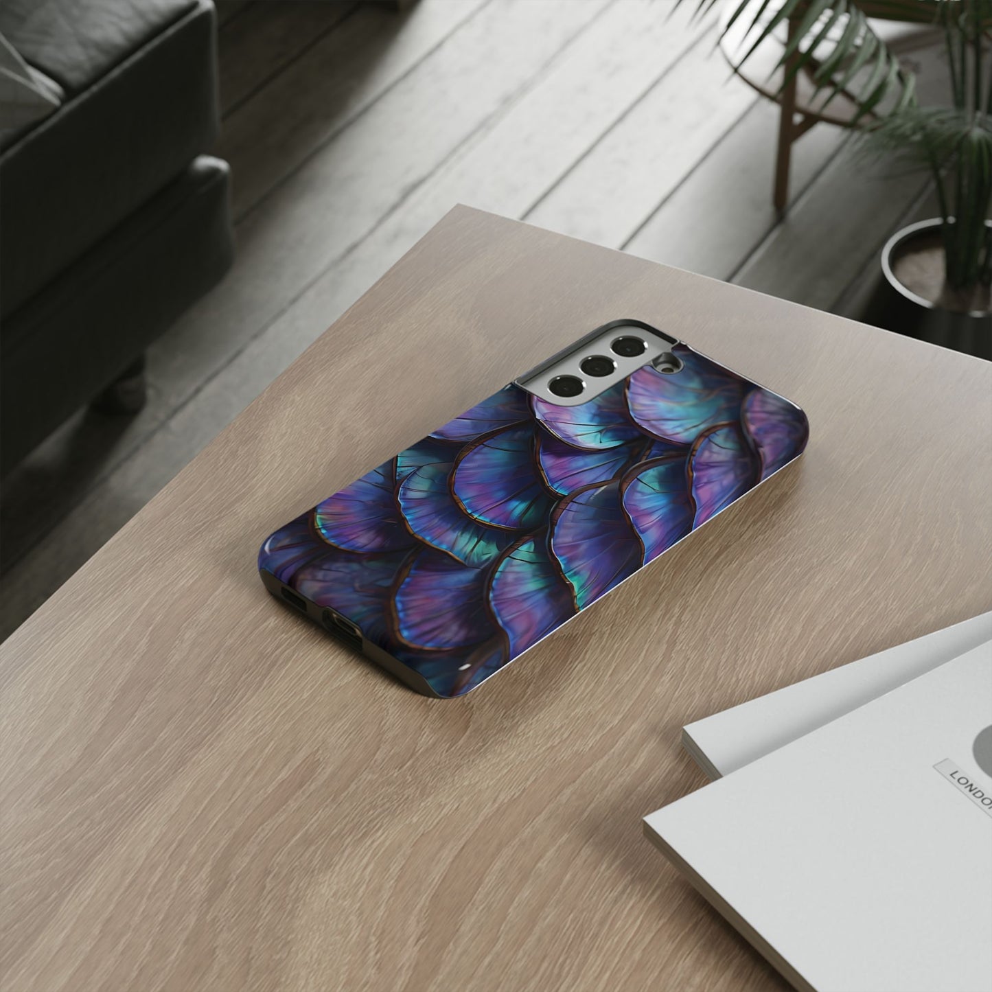 Abstract Macro Shot of Iridescent Butterfly Fish Scales Phone Case Design
