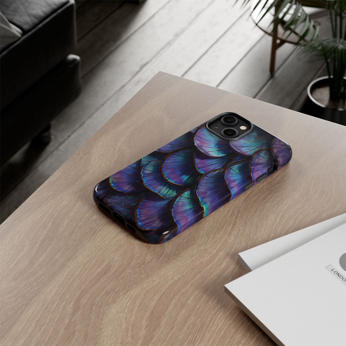Abstract Macro Shot of Iridescent Butterfly Fish Scales Phone Case Design
