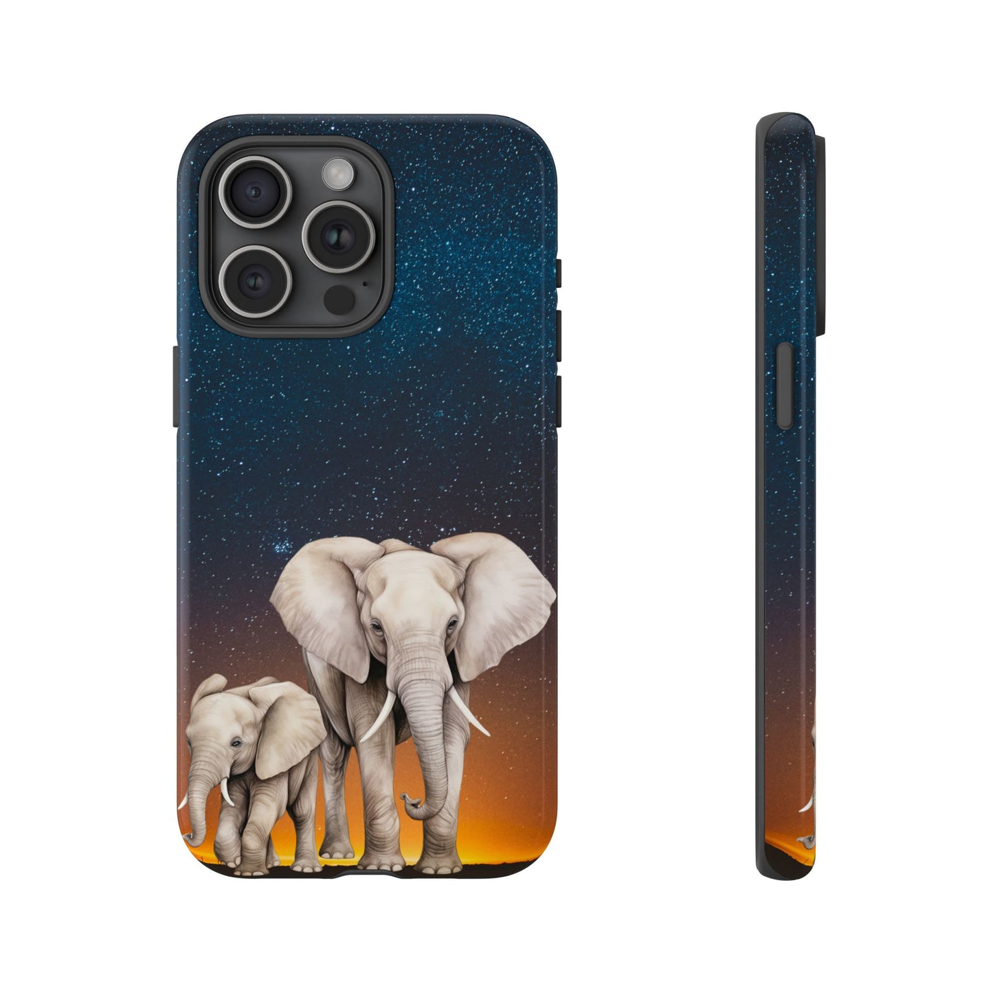 Starry Safari Elephant Family Mobile Cover – Cosmic Wildlife Aesthetic