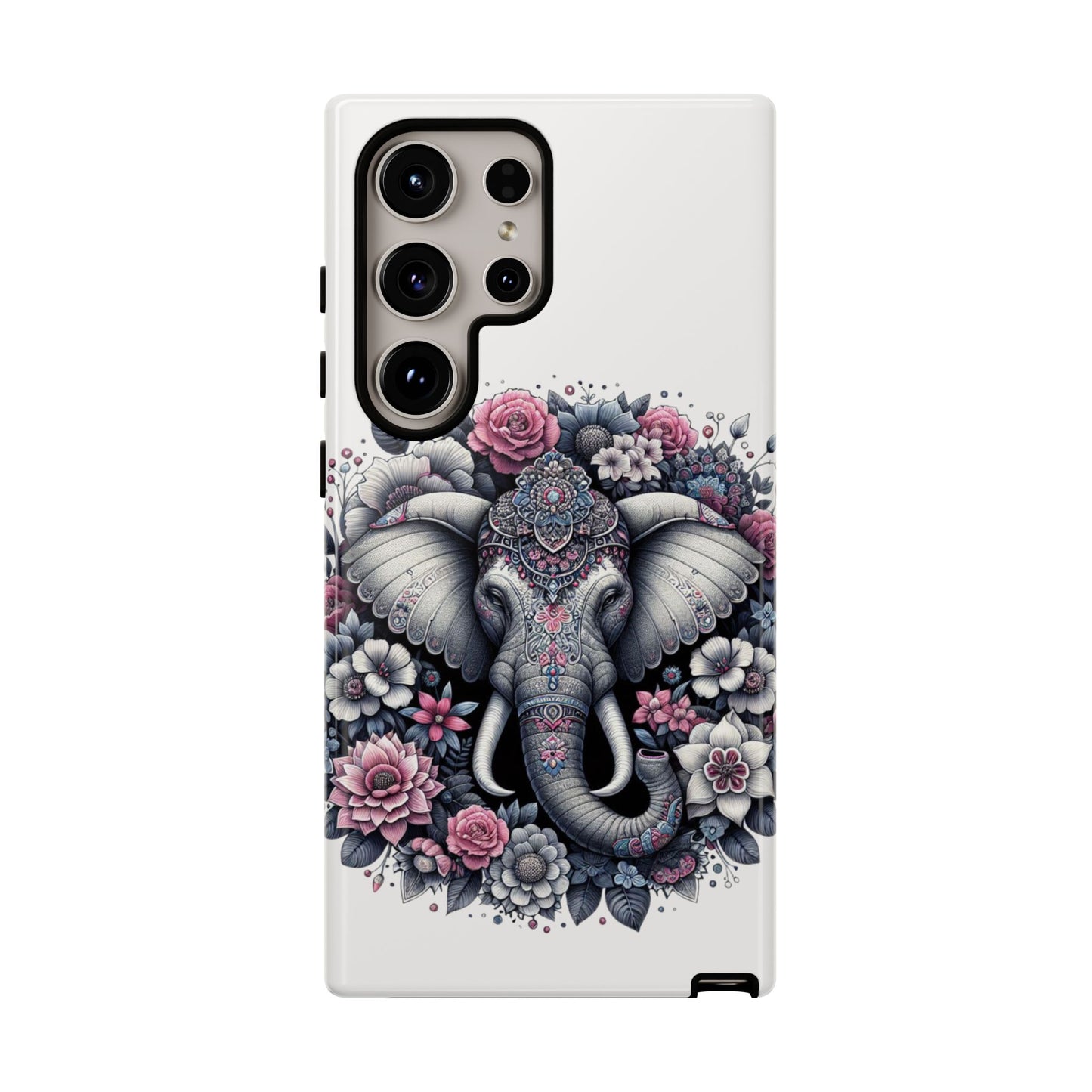 Ornate Floral Elephant Mobile Cover – Elegant Bohemian Art