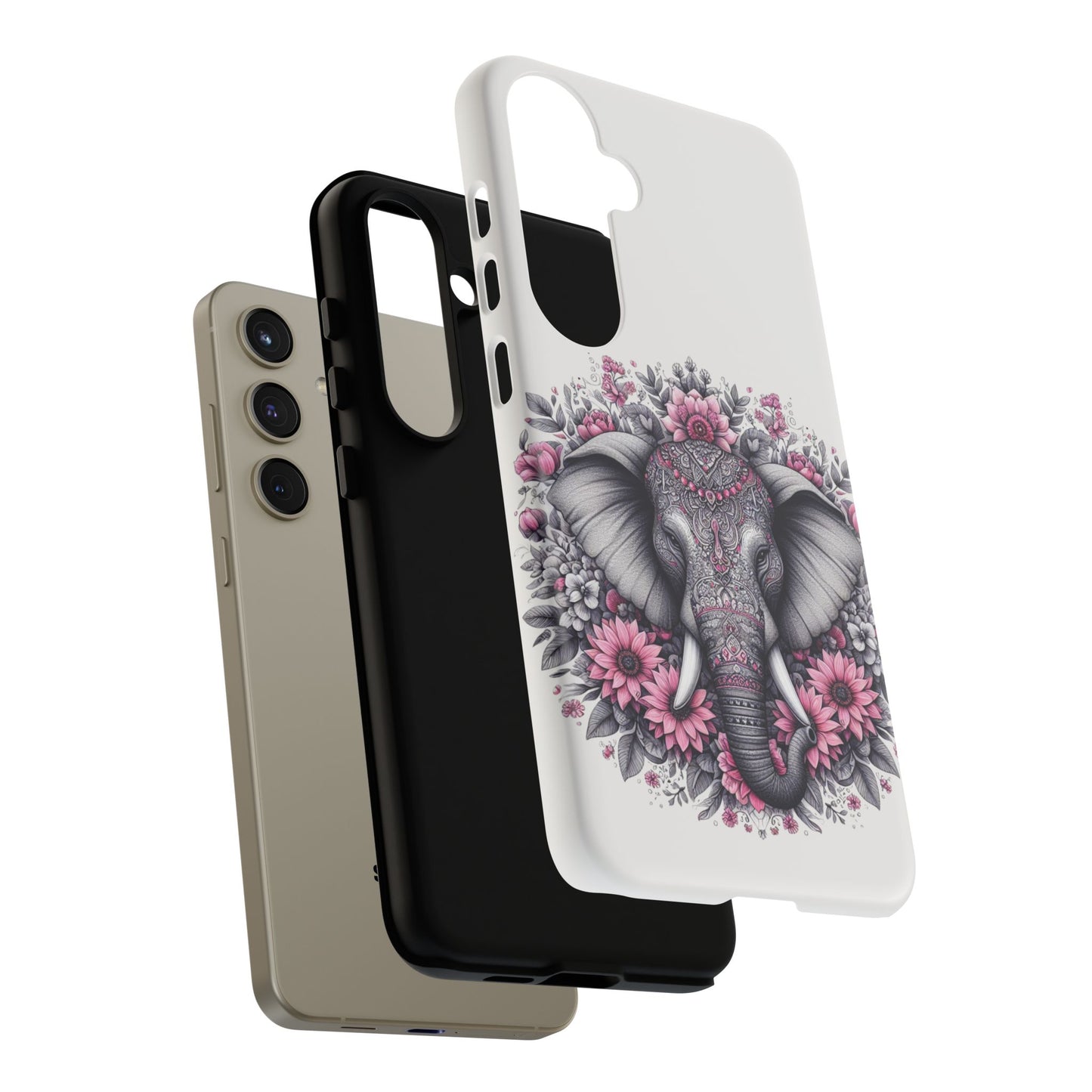 Intricate Floral Elephant Mobile Cover – Mandala-Inspired Boho Art
